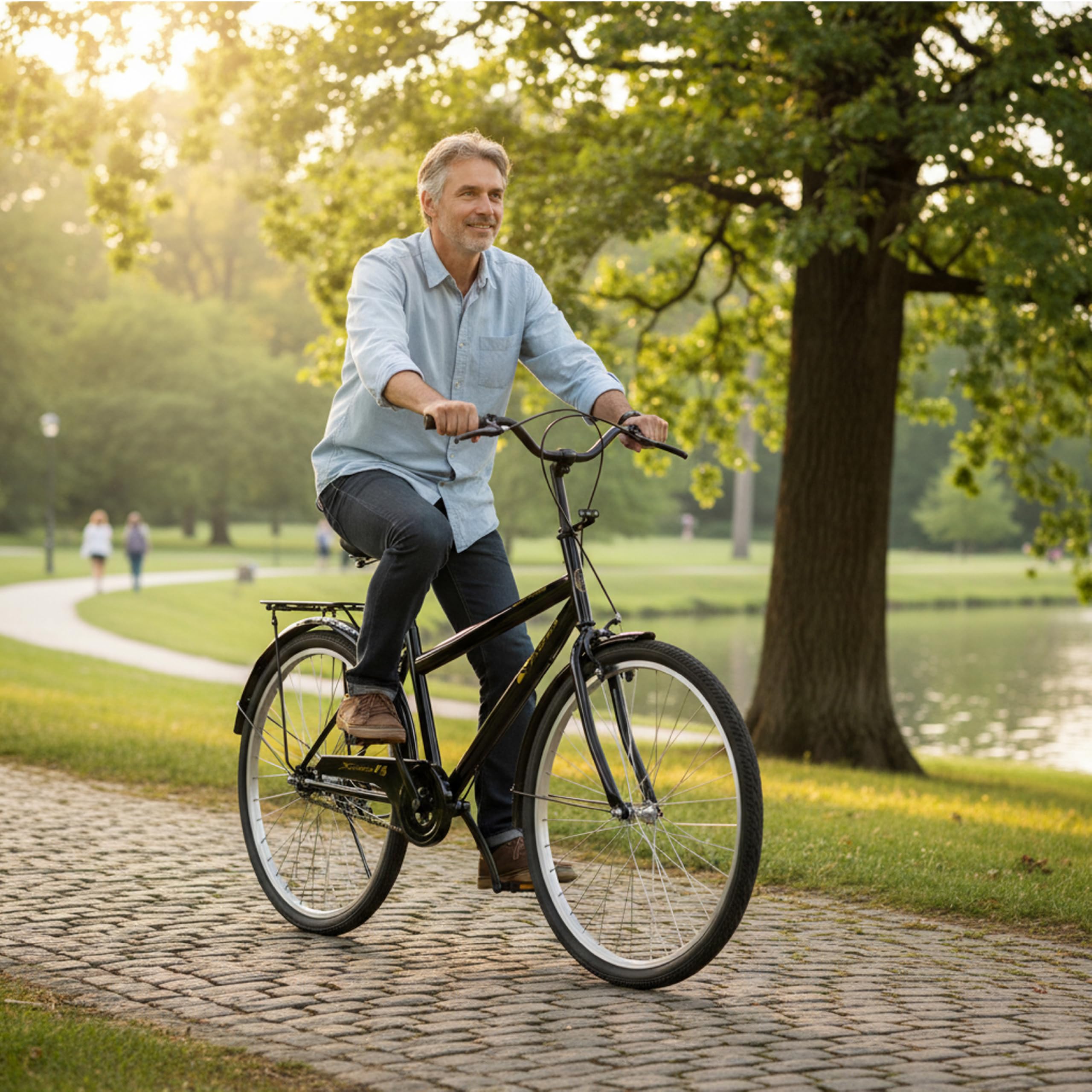 Baroni Home Bicicletta da Passeggio, Manubrio e Sellino Regolabile, Bici con Doppio Freno Anteriore e Posteriore, 26 Pollici, City Bike, Nero, 168x110 cm