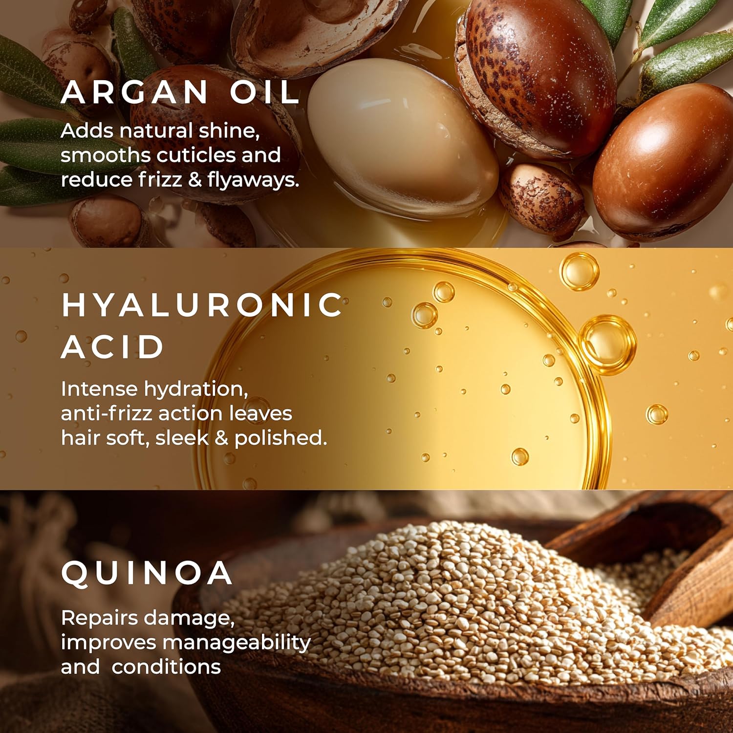 Anti-Frizz Hair Mask with Argan Oil, Quinoa & Hyaluronic Acid Everyday Shampoo For Women & Men | 250 g