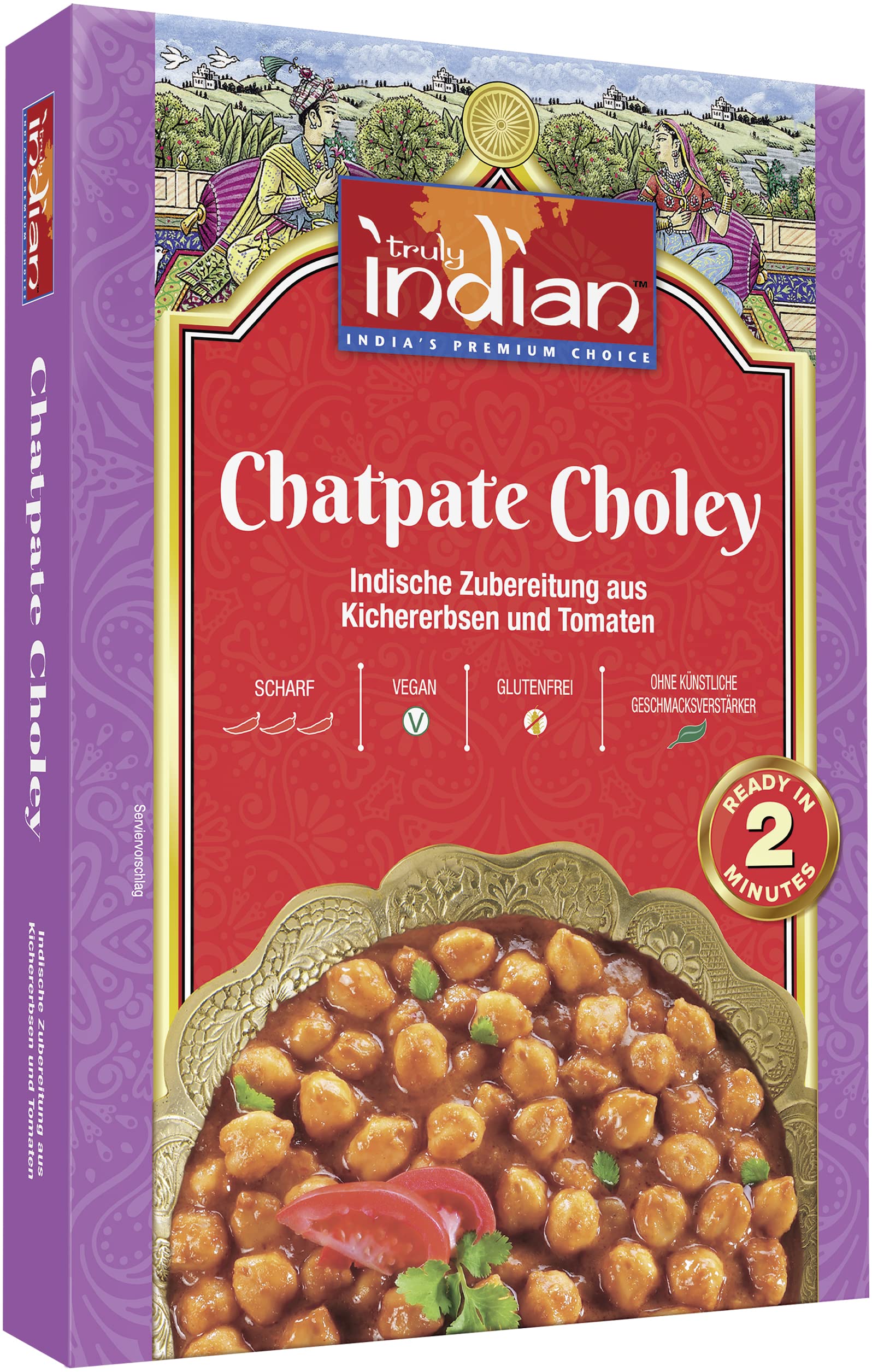 TRULY INDIAN Punjabi Chatpate Choley, Indisches Fertiggericht mit Kichererbsen und Tomaten (6 x 300 g)