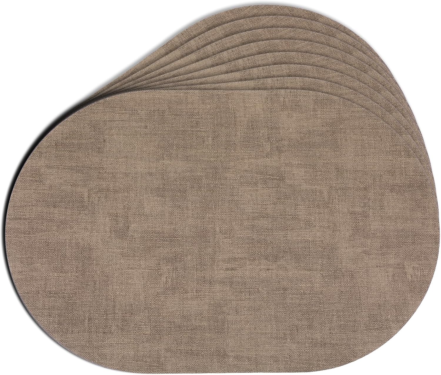 8 Pcs Faux Leather Placemats Set, Oval Heat Resistant Waterproof Washable Table Mats, Easy Clean Kitchen Dining Room Table Placemats, 17.7 x 11.8 Inches Home Decor