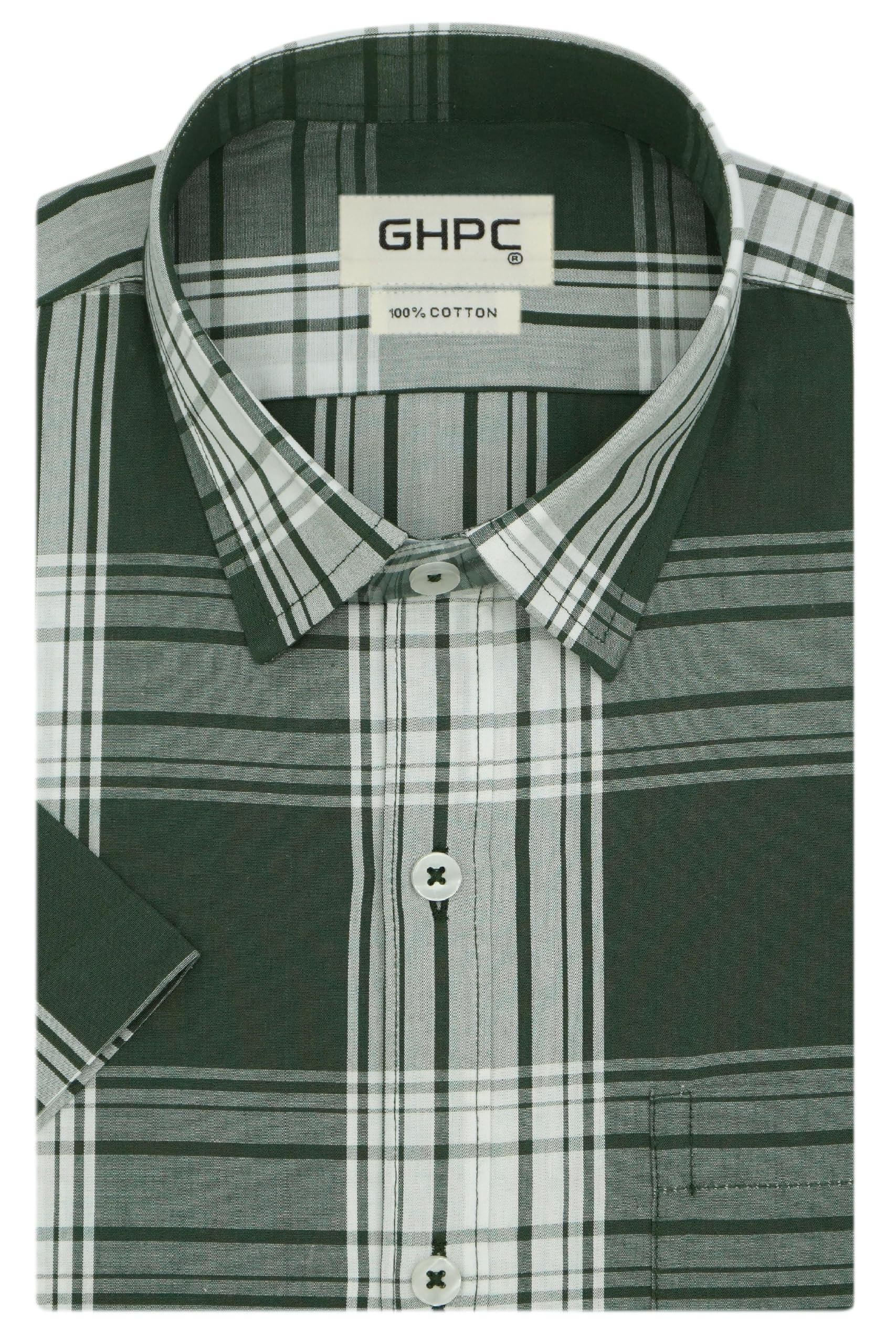 ghpc 100% Cotton Checkered Half Sleeves Regular Fit Formal Shirt for Men-picture-12