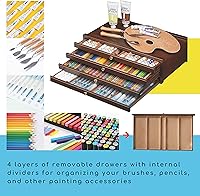 Vista 4 de MEEDEN Caja de almacenamiento de suministros de arte de 4 cajones, caja de lápices multifunción de madera de haya con cajón y compartimentos