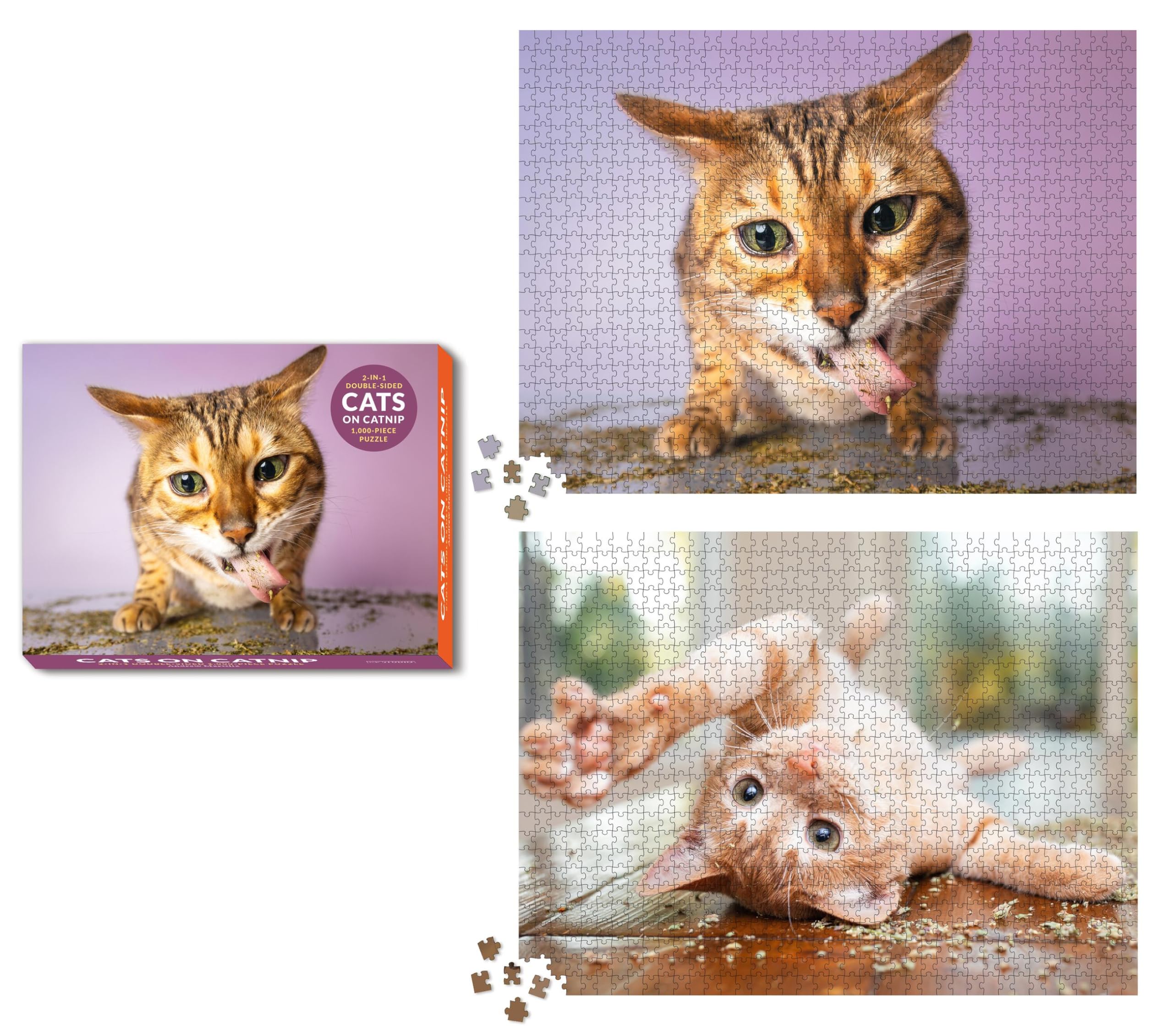 Puzzle de 1000 piezas Cats on Catnip, rompecabezas reversible de doble cara para coleccionistas