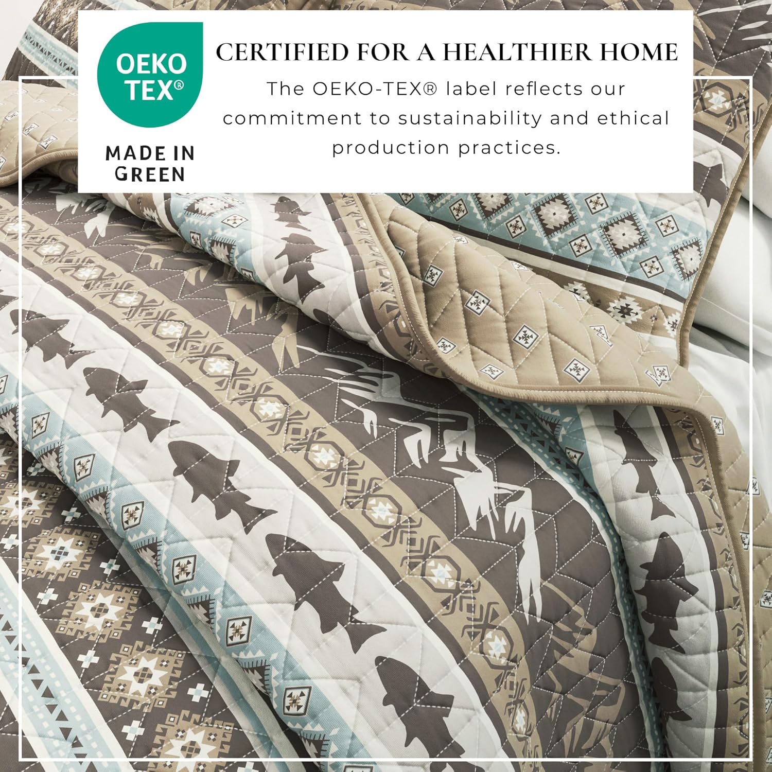 Great Bay Home 3-Piece Reversible Rustic Lodge Bedspread Quilt with 2 Shams. All-Season Quilt Set. (King, Yosemite) - Image 3