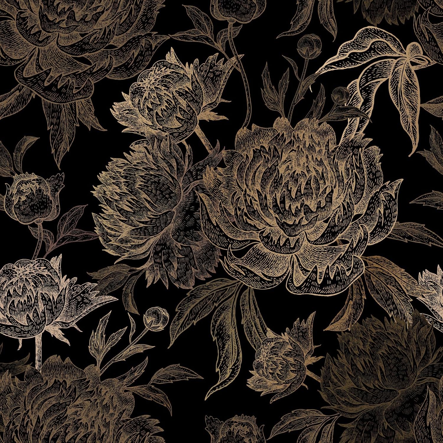 Vintage Gold Floral Peel and Stick Wallpaper - Branches Leaf Wall Paper, Self Adhesive, Removable, Easy Peel Off, Contact Paper for Cabinet, Bedroom - Renter Friendly 17.71" X 236.2"