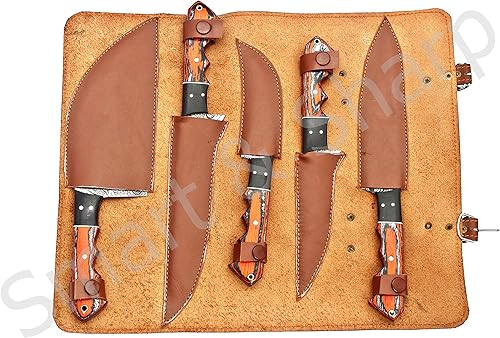 Miniatura 6 de Smart & Sharp SS-17210 y 17211 - Juego de 5 cuchillos de cocina (madera de álamo, hechos a mano)