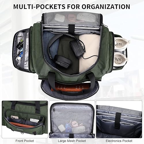 Miniatura 3 de WITZMAN Bolsa de lona para hombre, bolsa grande para llevar durante la noche, bolsa de fin de semana con compartimento para zapatos, bolsas de