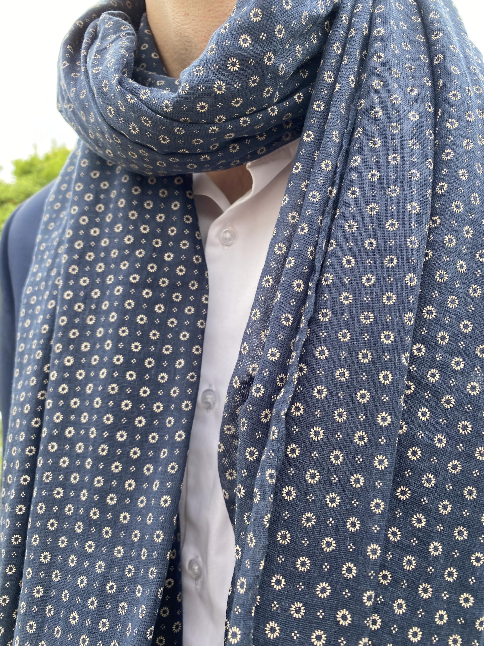 Générique Foulard Homme,Chèche Homme en Coton, Bleu Marine, Écharpe Légère, Foulard Homme
