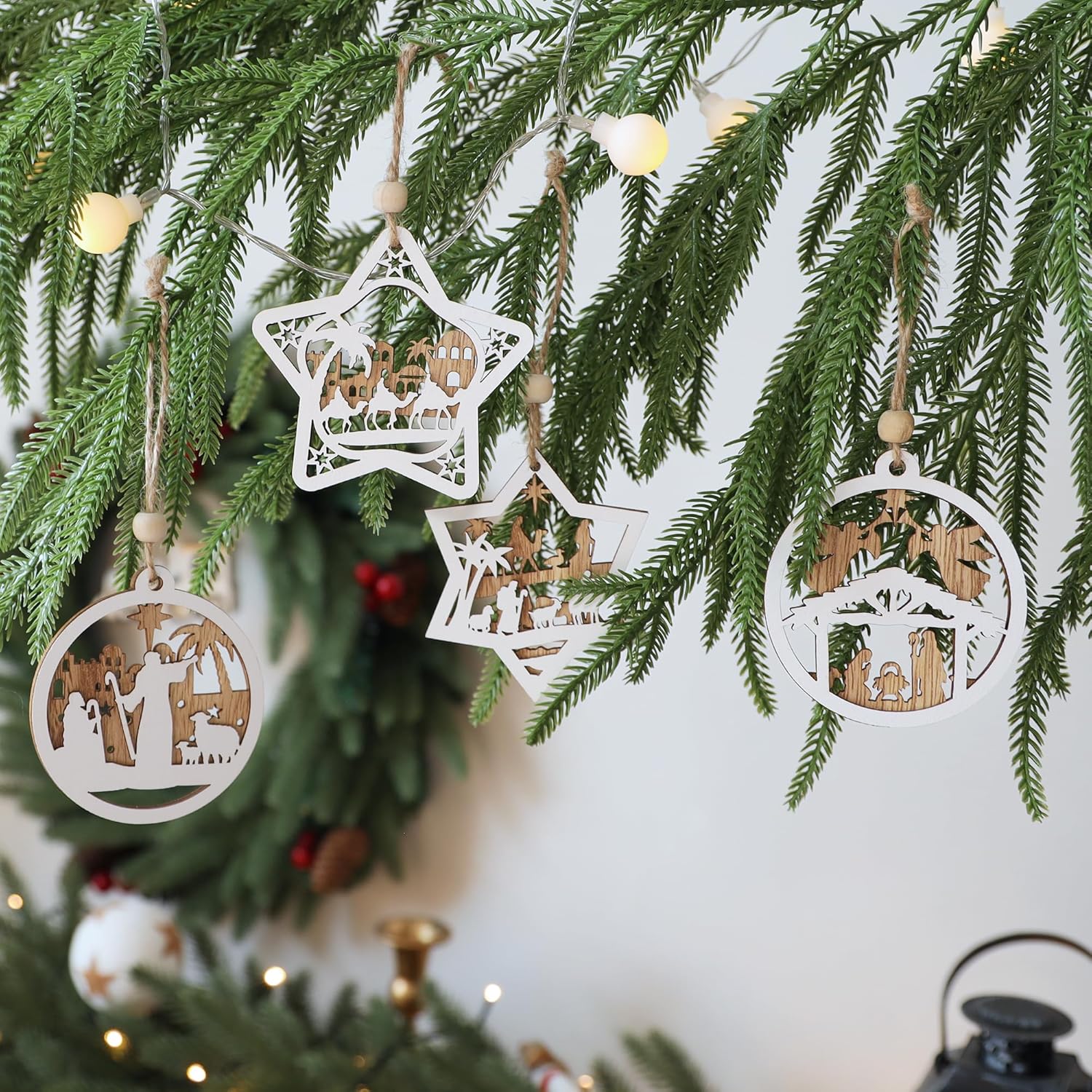 18Pcs Nativity Christmas Tree Ornaments Set, Wooden Nativity Scene Ornament, Religious Gift for Christian Family Christmas Decoration - Image 4