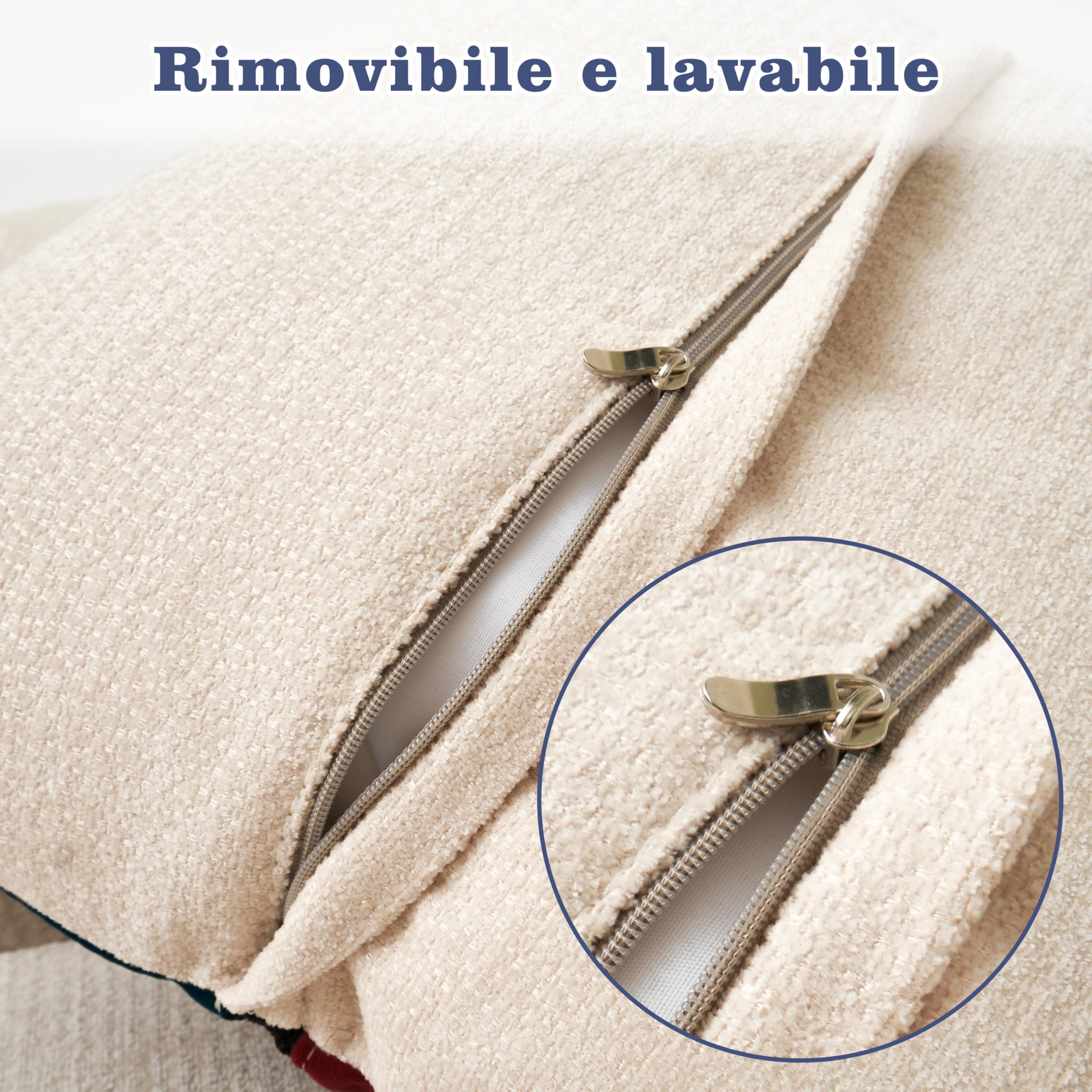 Vipbear Divano Letto, 108 x 265 cm, Divano a 3 Posti con 2 Cuscini in Chenille, Divano Compresso per Soggiorno, Stile Bohémien, Schiuma ad Alta Densità, Senza Montaggio