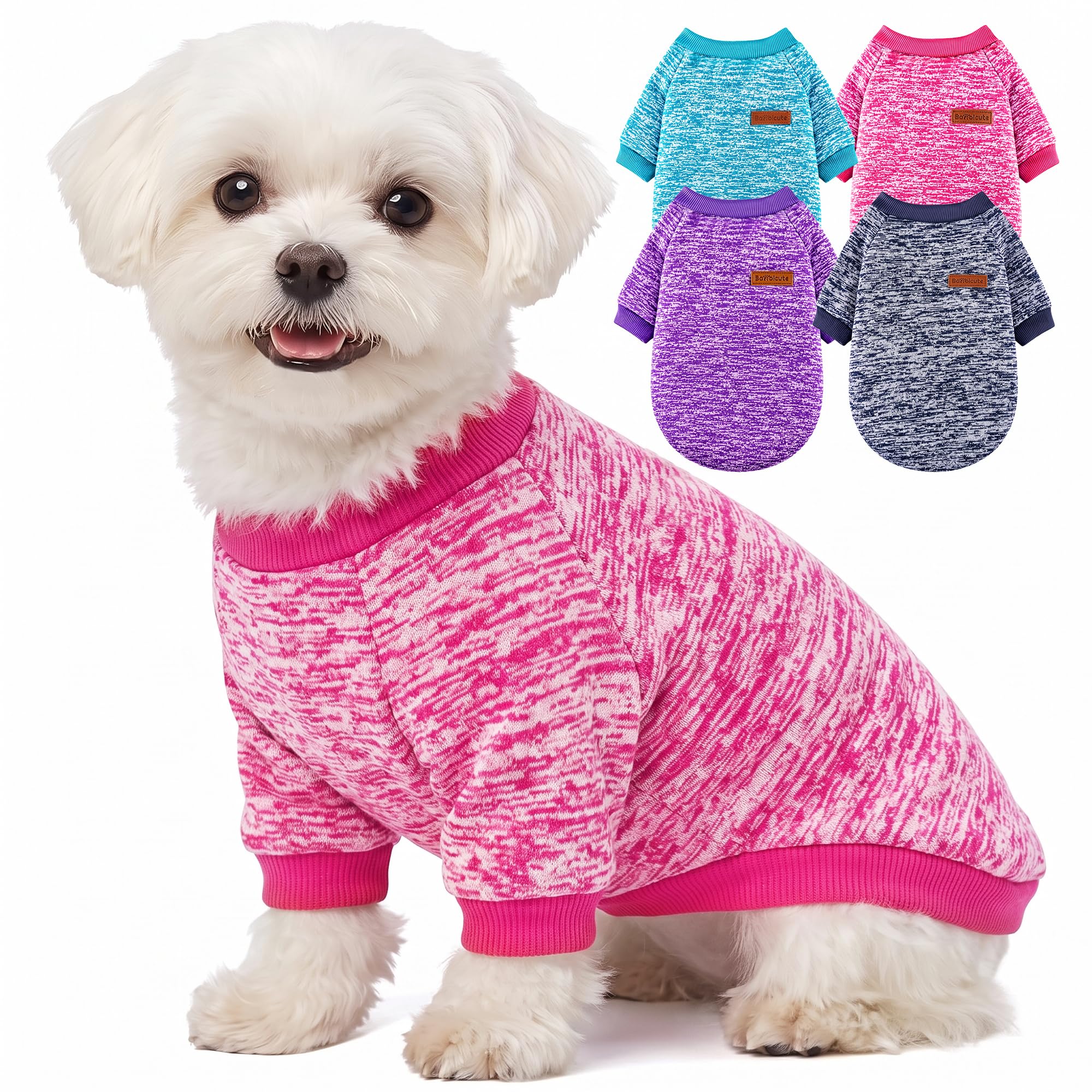 4 Pack Dog Sweaters for Small Dogs Girl Boy Winter Fleece Clothes Warm Soft Dog Sweatshirt Outfit for Dogs Cats Pet Apparel