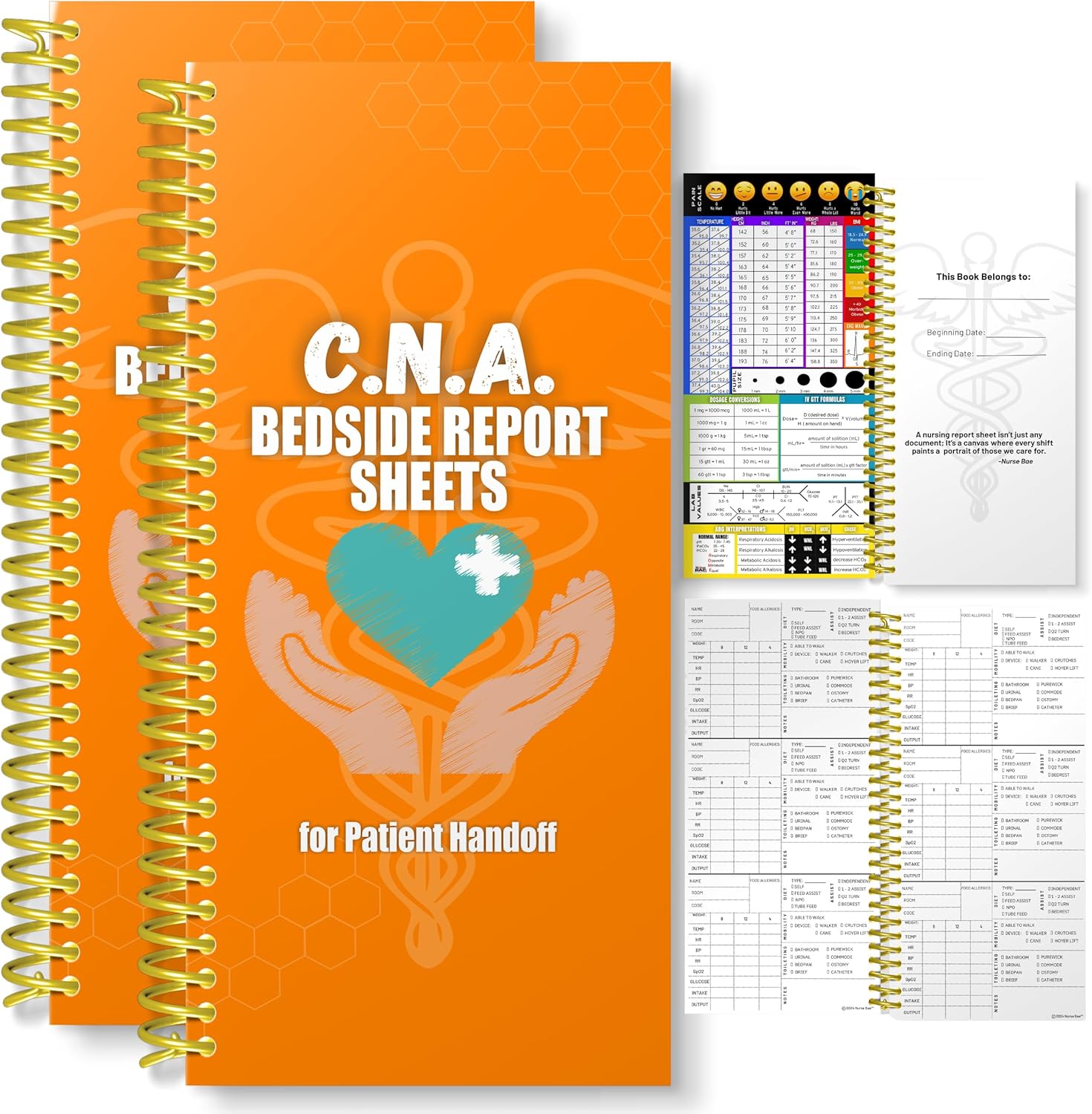CNA Report Sheets, Patient Report Books Set of 2, CNA Essentials, CNA Appreciation, Gift for CNA, CNA Student Gift, and SBAR Report Book