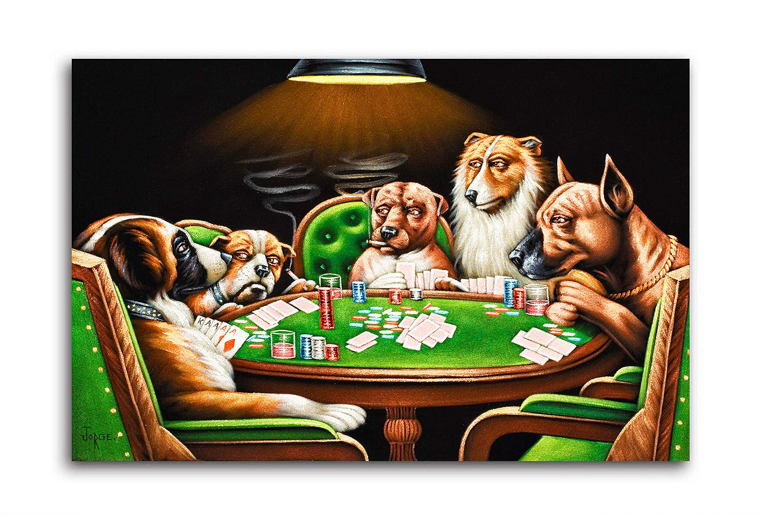Tamatina Modern Art Canvas Painting | The Dogs Playing Poker | Abstract Art Unframed Painting for Home décor|Size - 24X16 Inches.n379