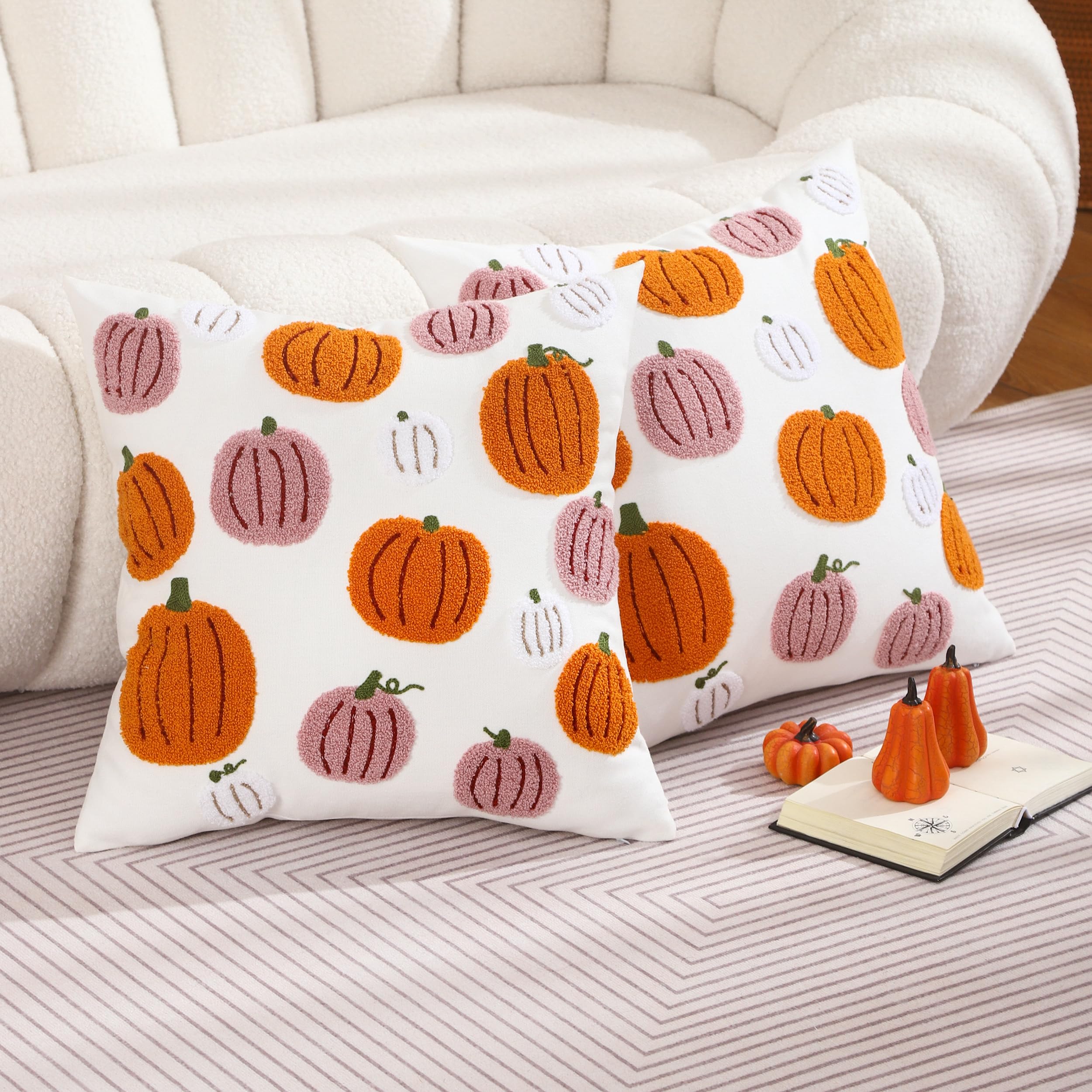 Tosleo Set di 2 federe per cuscino per Halloween, 45,7 x 45,7 cm, beige