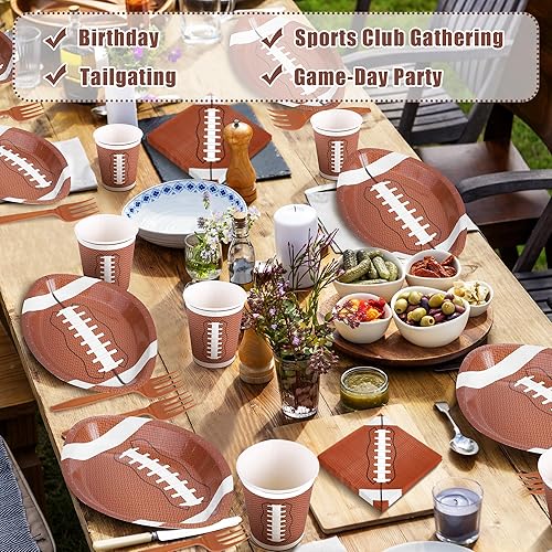 Vista 105 de durony 144 Pieces Sports Themed Paper Plates and Napkins Dinnerware Set Sports Birthday Party Tableware Paper Plates Napkins Forks Serve 24 for