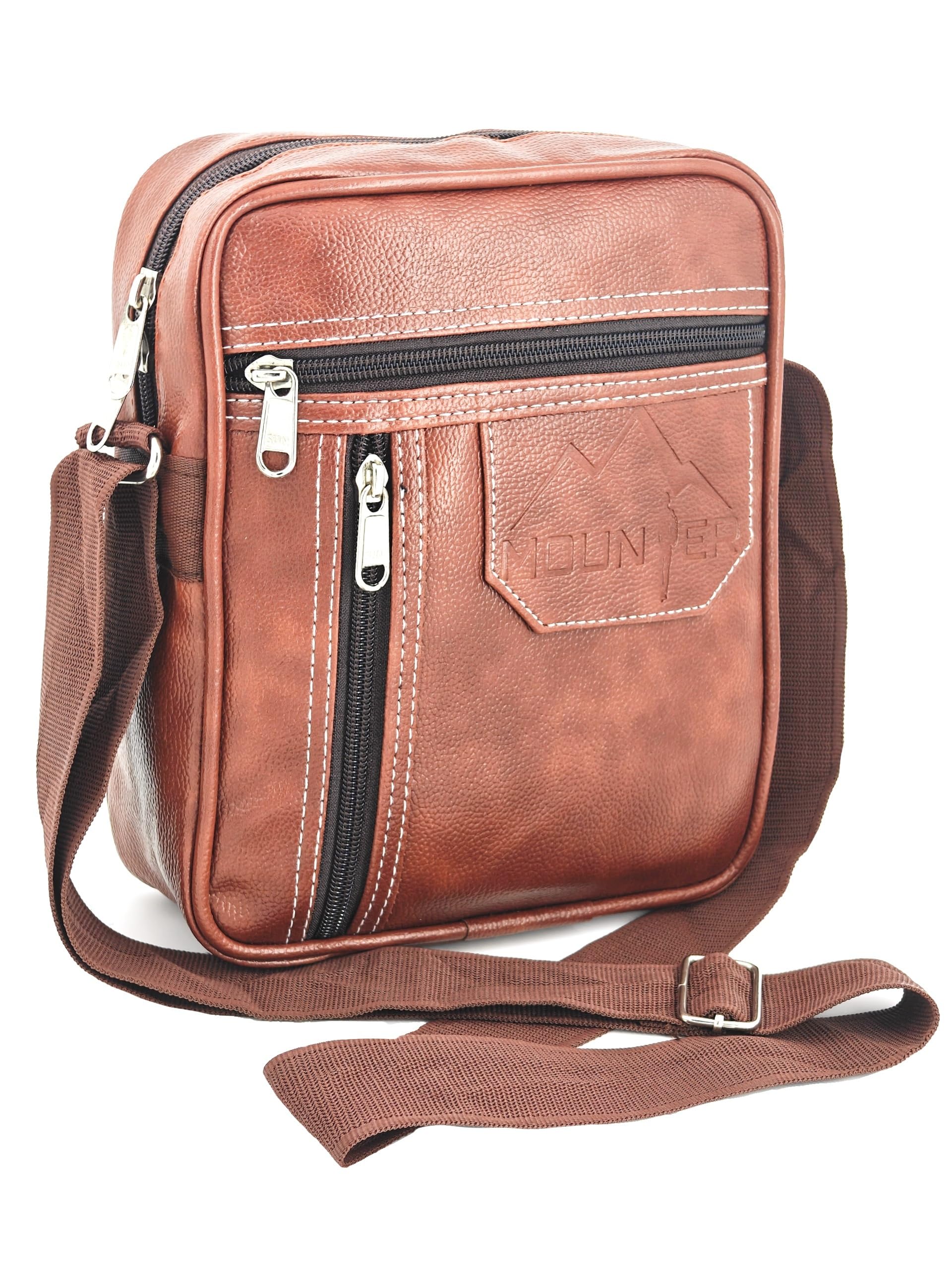mounter PU Leather Sling Bag, One Side Shoulder, Cash Bag, Cross Body, Chest Bag, Travel, Handbag, Office, Messenger Bag for Men, Women & Boys-picture-44