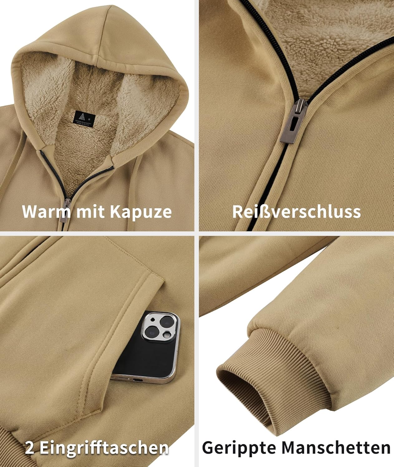 Pioneer Camp Herenjas winter met sherpa fleece warme hoodie met capuchon winddicht overgangsjack voor mannen ideaal voor dagelijks gebruik buitenshuis, grijs gemengd, M Pioneer Camp Herenjas winter met sherpa fleece warme hoodie met capuchon winddicht overgangsjack voor mannen ideaal voor dagelijks gebruik buitenshuis, grijs gemengd, M