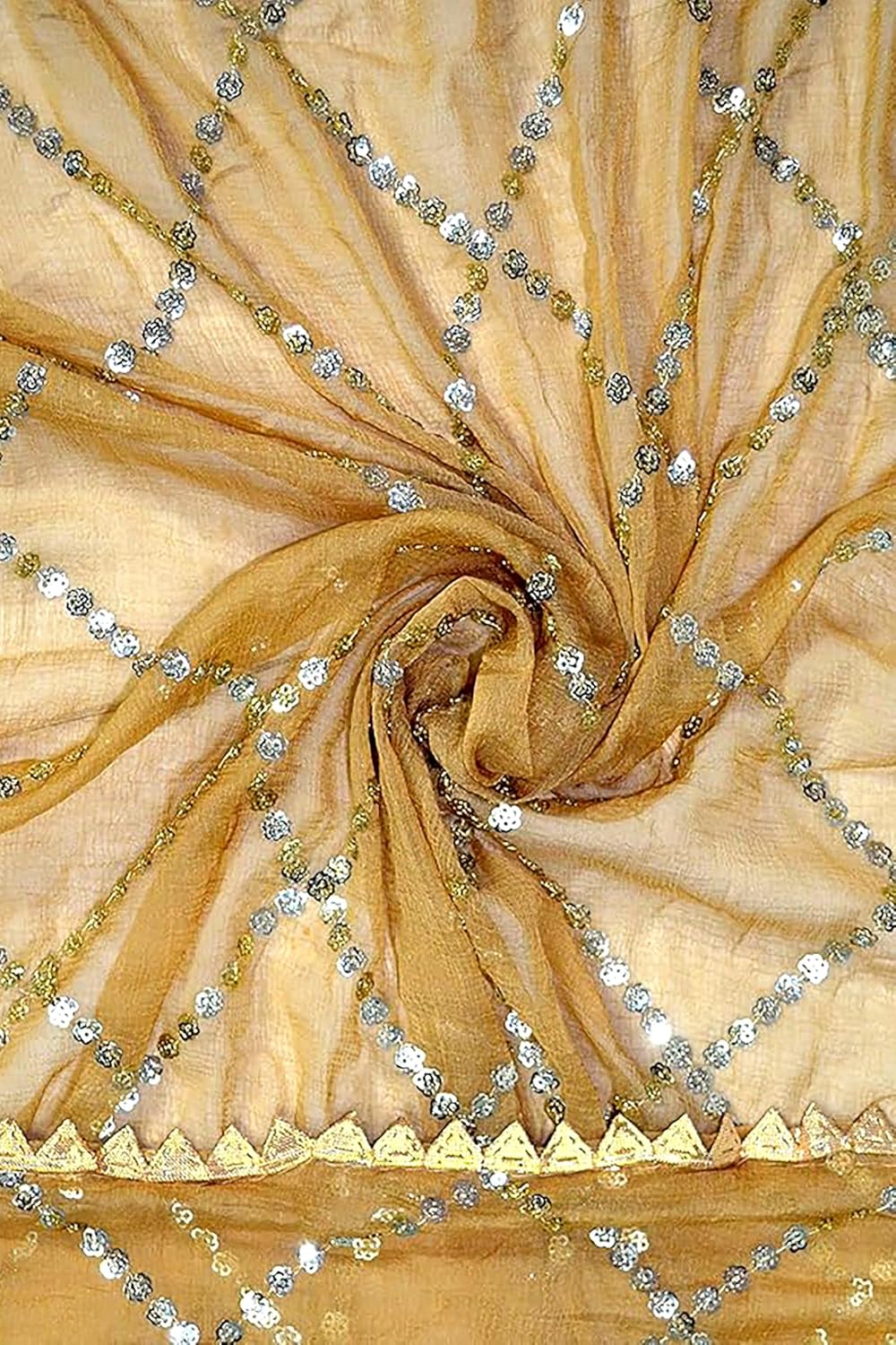 Chandrakala Chiffon Dupatta for Women, Shawl Scarf Wrap Chunni (D238-P) - Image 5