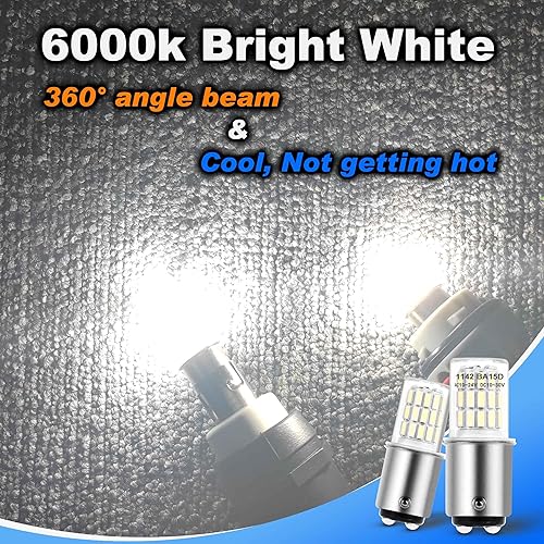 Miniatura 2 de BA15D 12V, 1076 1142 1176 S8 1004 90 LED blanco brillante 6000 K, bombilla de bayoneta de 3 W CC de doble contacto para RV, cámper, remolque, barco,