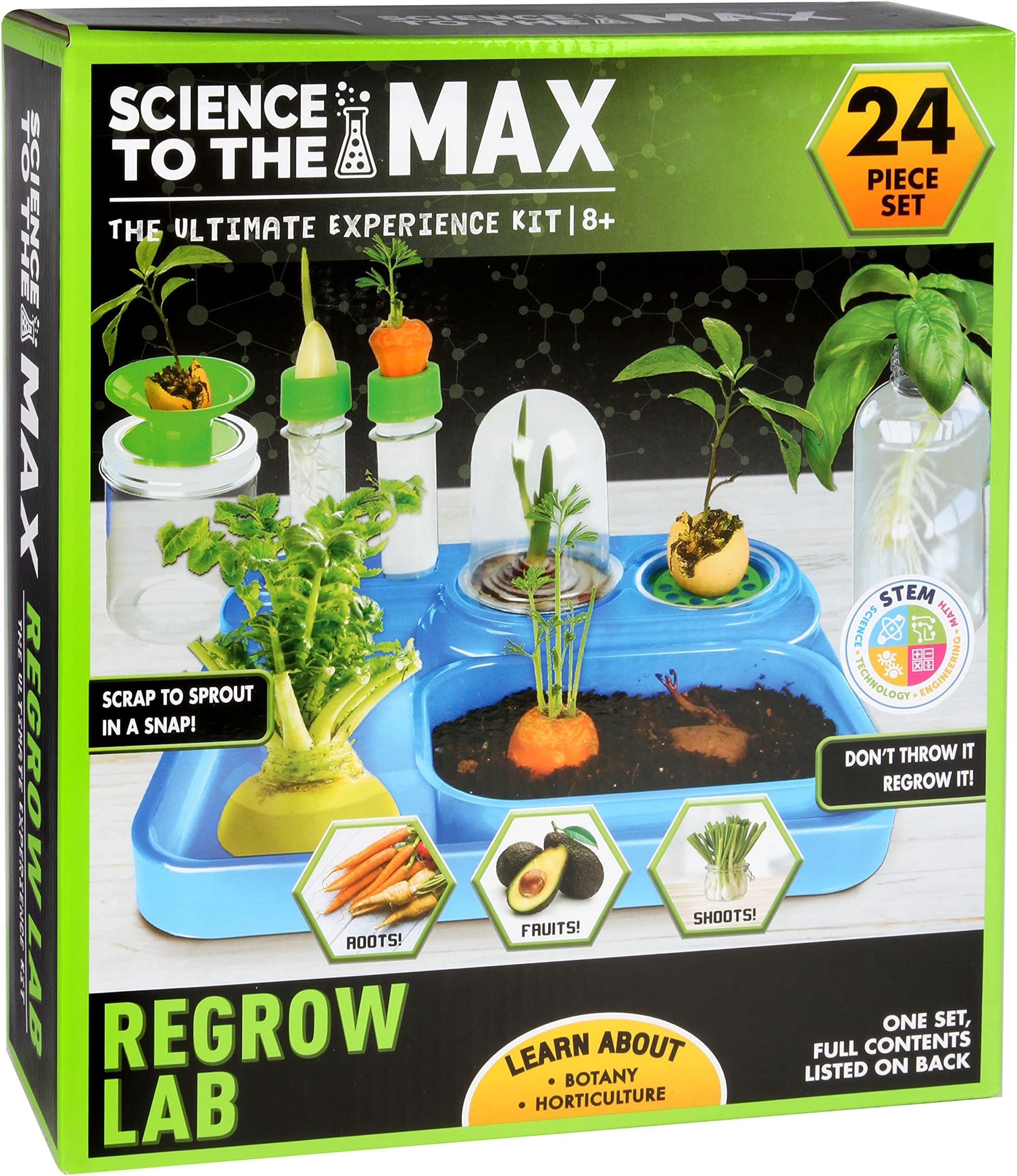 Creative Kids ReGrow Science Kit for 8+ - Replant Simple Ingredients to Generate New Plants! 15+ Experiments - 12 Tools Included - Growing Kits for Boys Girls - STEM Educational Lab