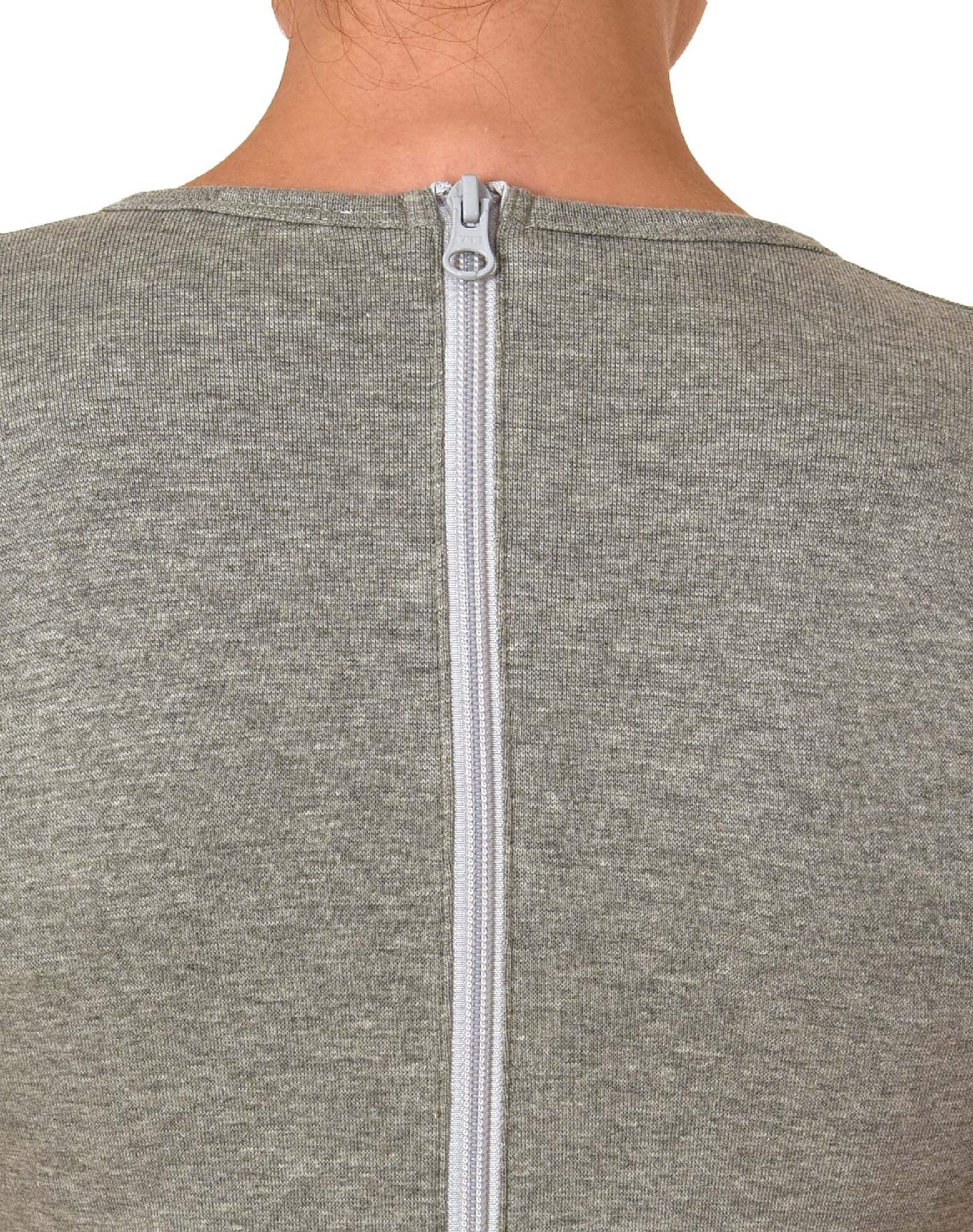 Normann Care Mono de cuidado con cremallera trasera, manga corta con pierna larga, unisex, gris, XL