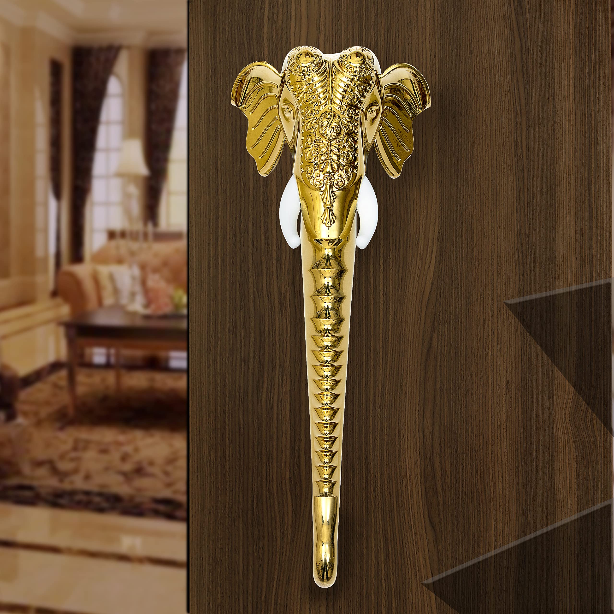 Plantex Premium Elephant Main Door Handle/17-inches Door Handle Main Door/Pull Push Handle/Door and Home Decor - Pack of 1 (677-Golden Finish) — Amazon image 7