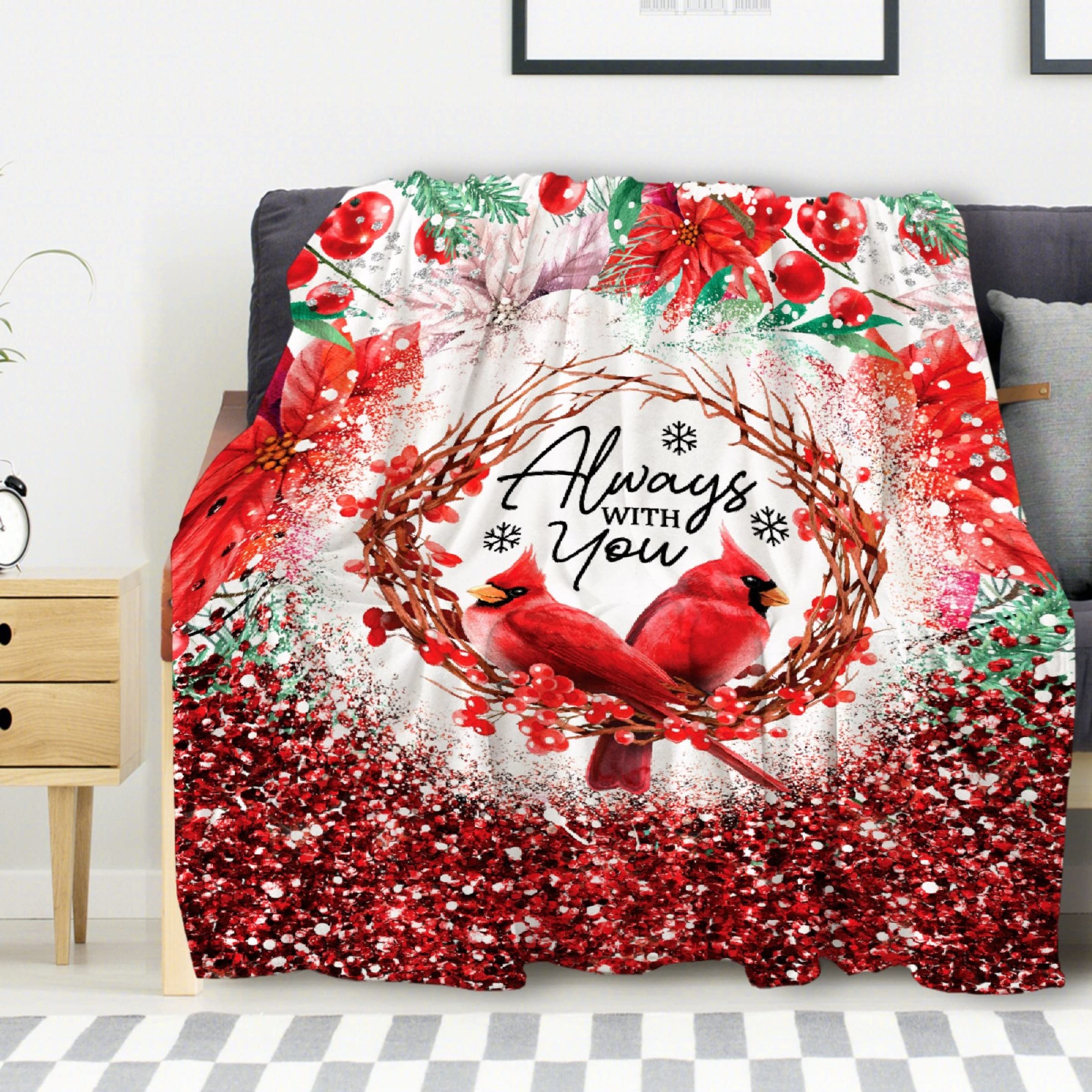 Avalokitesvara Red Cardinal Flannel Blanket Super Soft and Warm for Bed Couch Sofa 120x90 Inch King Blanket for Family