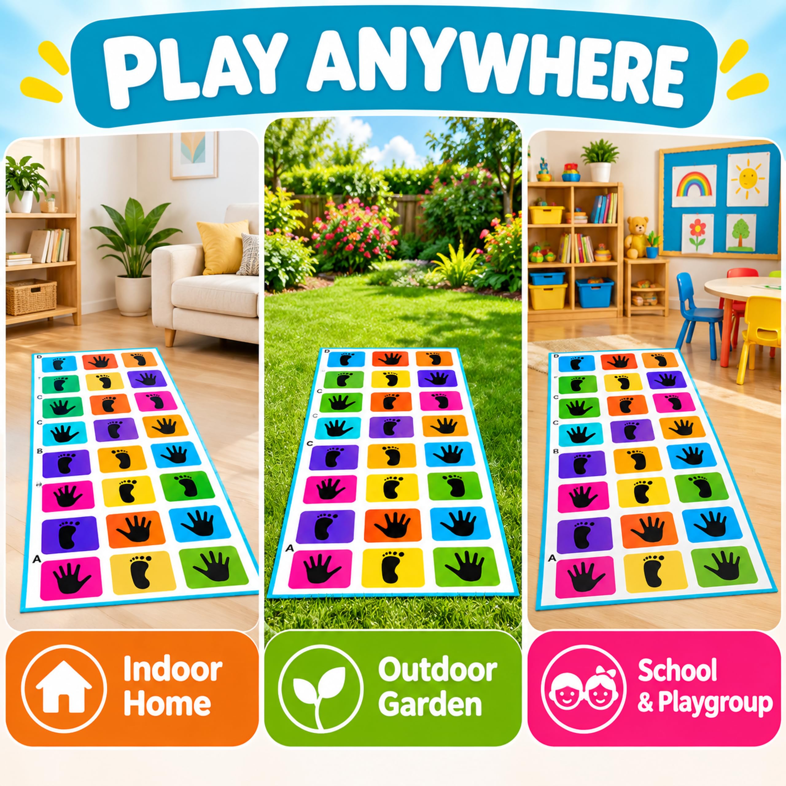 Dorytoy Hopscotch Mat for Kids Floor Games Playmats & Floor Gyms Kith-Kith, Stapu, Langdi, Ekka Dukka, Paandi, Kunte Bille Unique Balancing Game — Amazon image 7