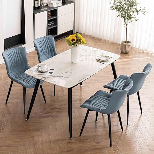 Miniatura 20 de Kidol & Shellder Juego de 2 sillas de comedor negras, tapizadas de piel sintética, modernas de mediados de siglo, sillas de cocina y comedor con