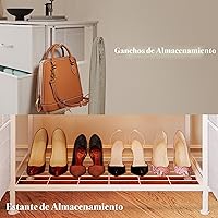 Vista 5 de LUMTOK Cómoda 2 en 1 de 55" de ancho con perchero colgante, cómoda de 10 cajones para dormitorio, cómodas con cajones blancos con luces LED