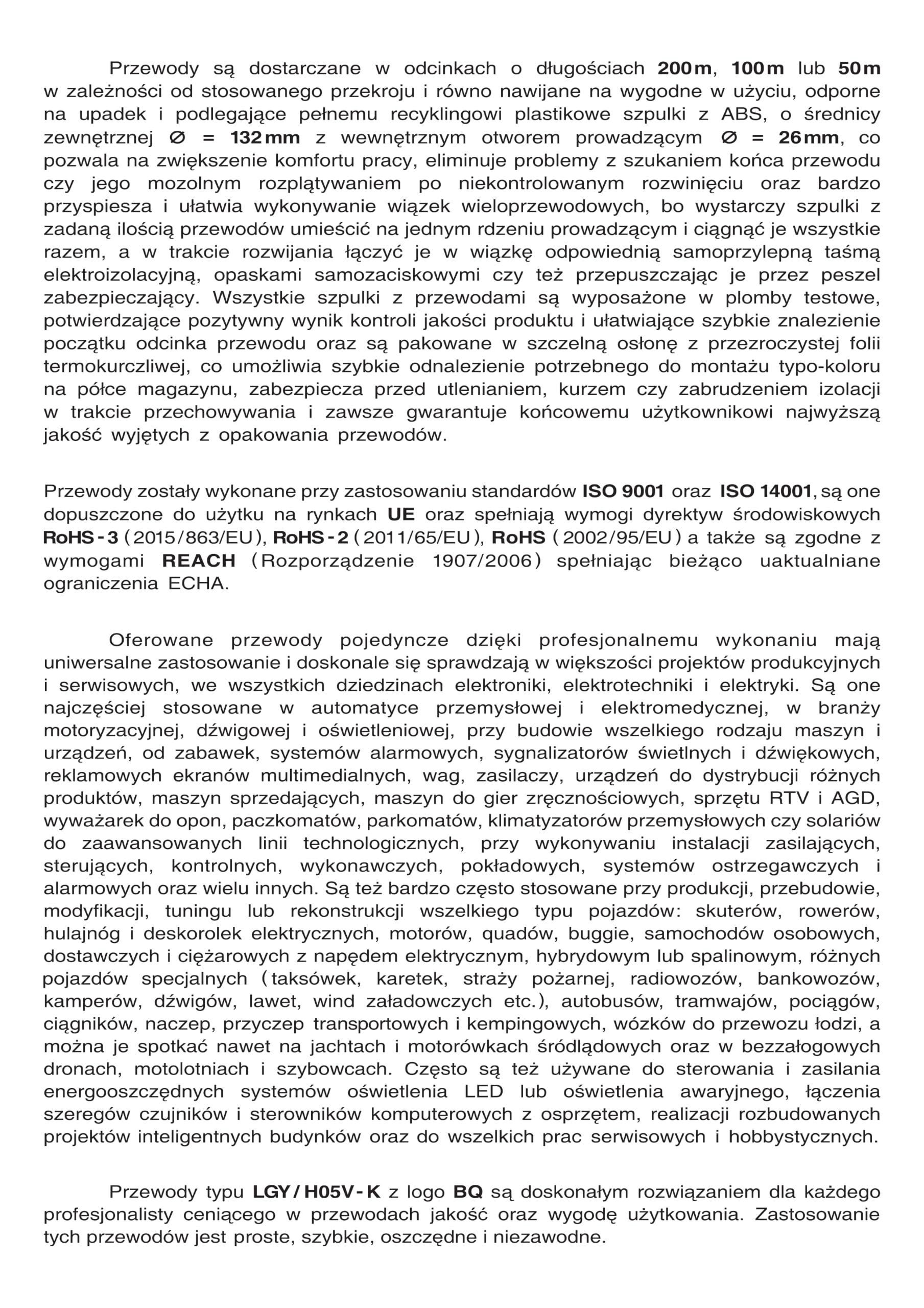 Przewód pojedynczy LGY/ H05V- K 1,50 mm2 100 m Kolor: czerwony/czarny