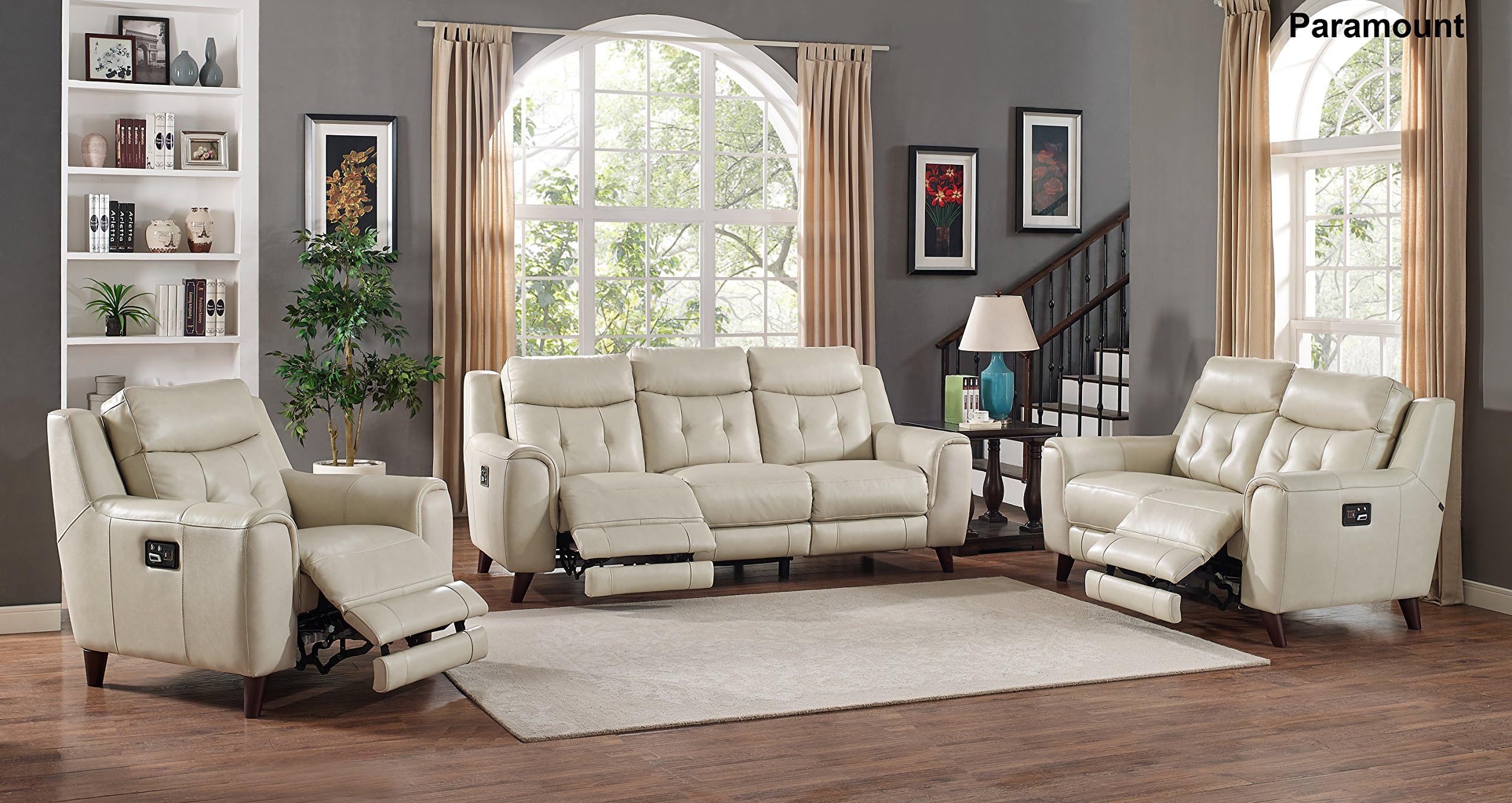 Hydeline Paramount Power Reclining Sofa, Loveseat and Recliner, Cream
