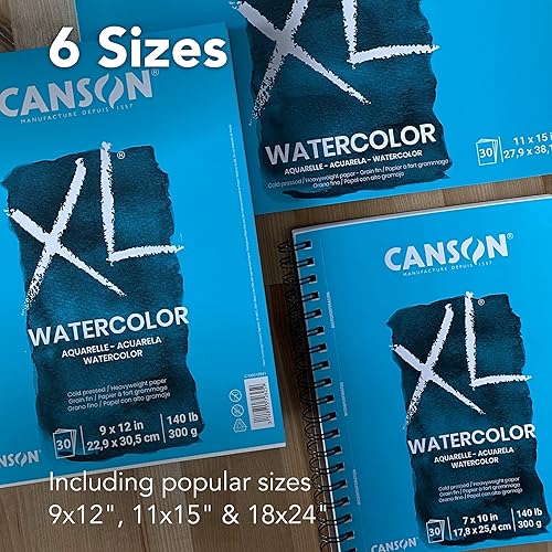 Miniatura 4 de Canson Papel de acuarela serie XL, bloc de alambre, 7 x 10 pulgadas, 30 hojas (140 libras10.58 oz), papel de artista para adultos y estudiantes,