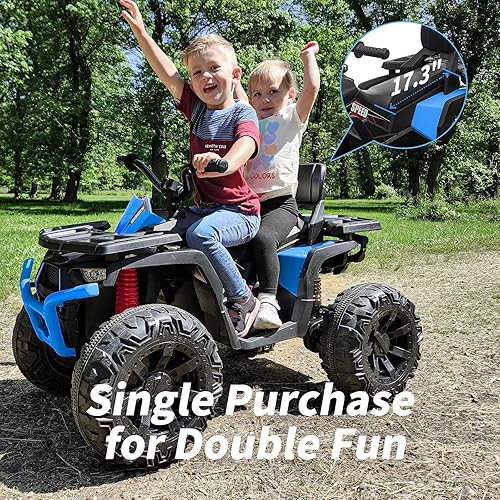 Miniatura 3 de ATV para niños de 4 ruedas, 24 V paseo en coche de juguetes para niños grandes con motor de 400 W, 2 plazas - azul