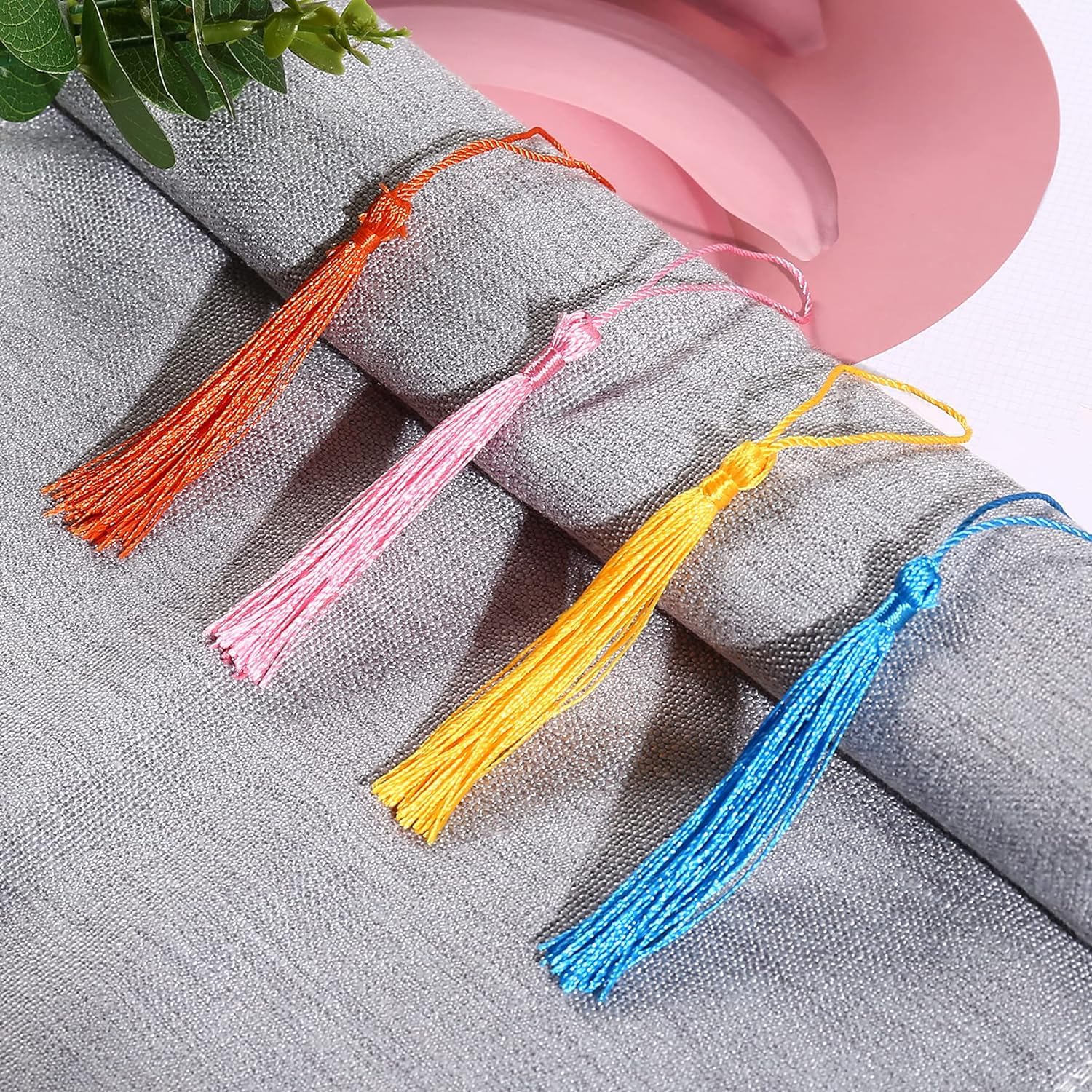 Mincer 75 Pcs Soft Handcraft 38 Colors Tassels with Loop for Jewelry Making Souvenir, Bookmarks Jewelry (Multicolor) (Pack of 75) 2