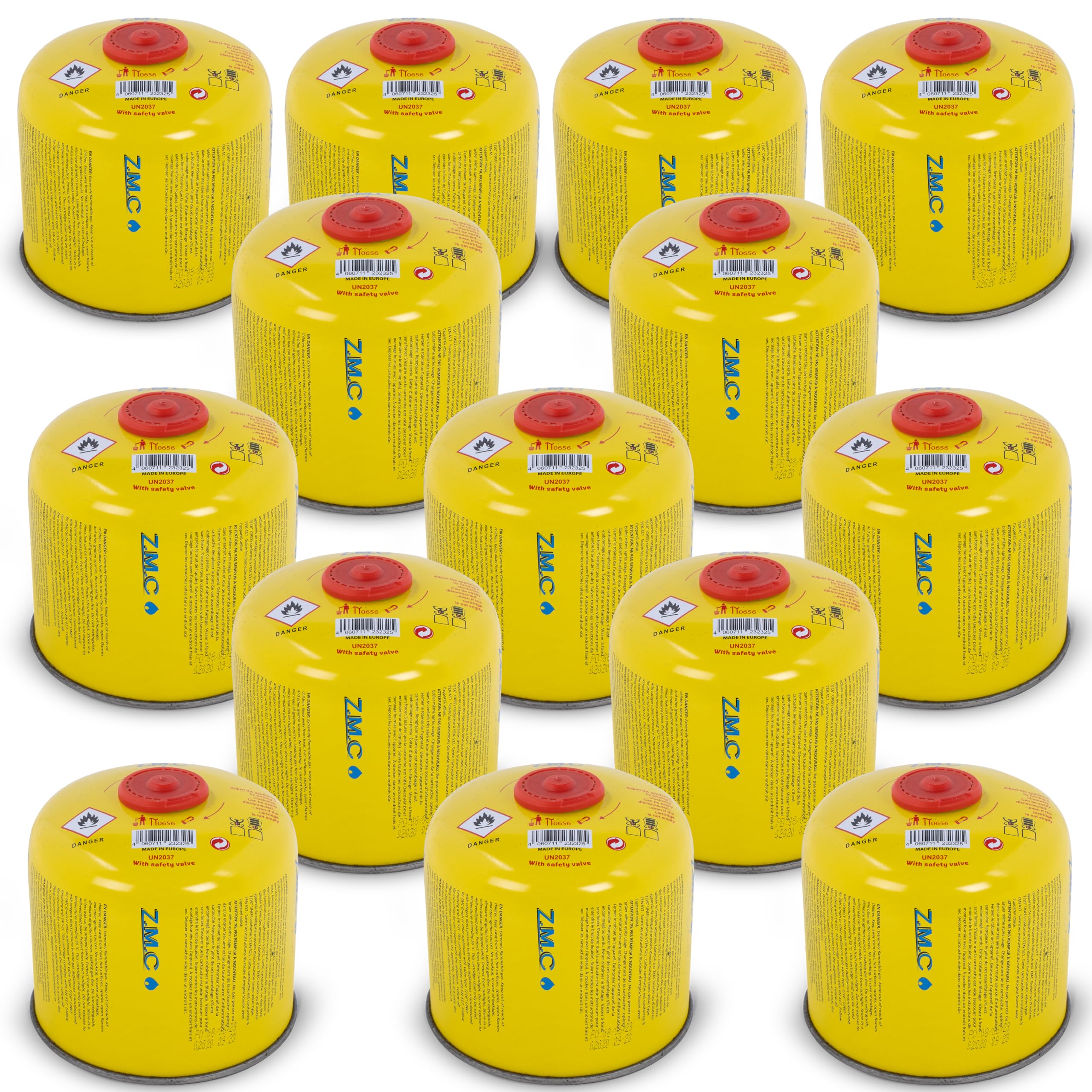ZMC 14X Gaskartuschen 300g, Schraubkartusche 600ml mit Propan/Butan Gas, EN417 Eurogewinde 7/16", Ventilkartusche Gaskartusche passend für Gaskocher, Gasbrenner, Unkrautbrenner, Camping & Weber Grill