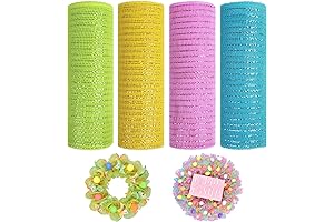 4Rolls Easter Deco Mesh Ribbon for Wreaths Making Supplies