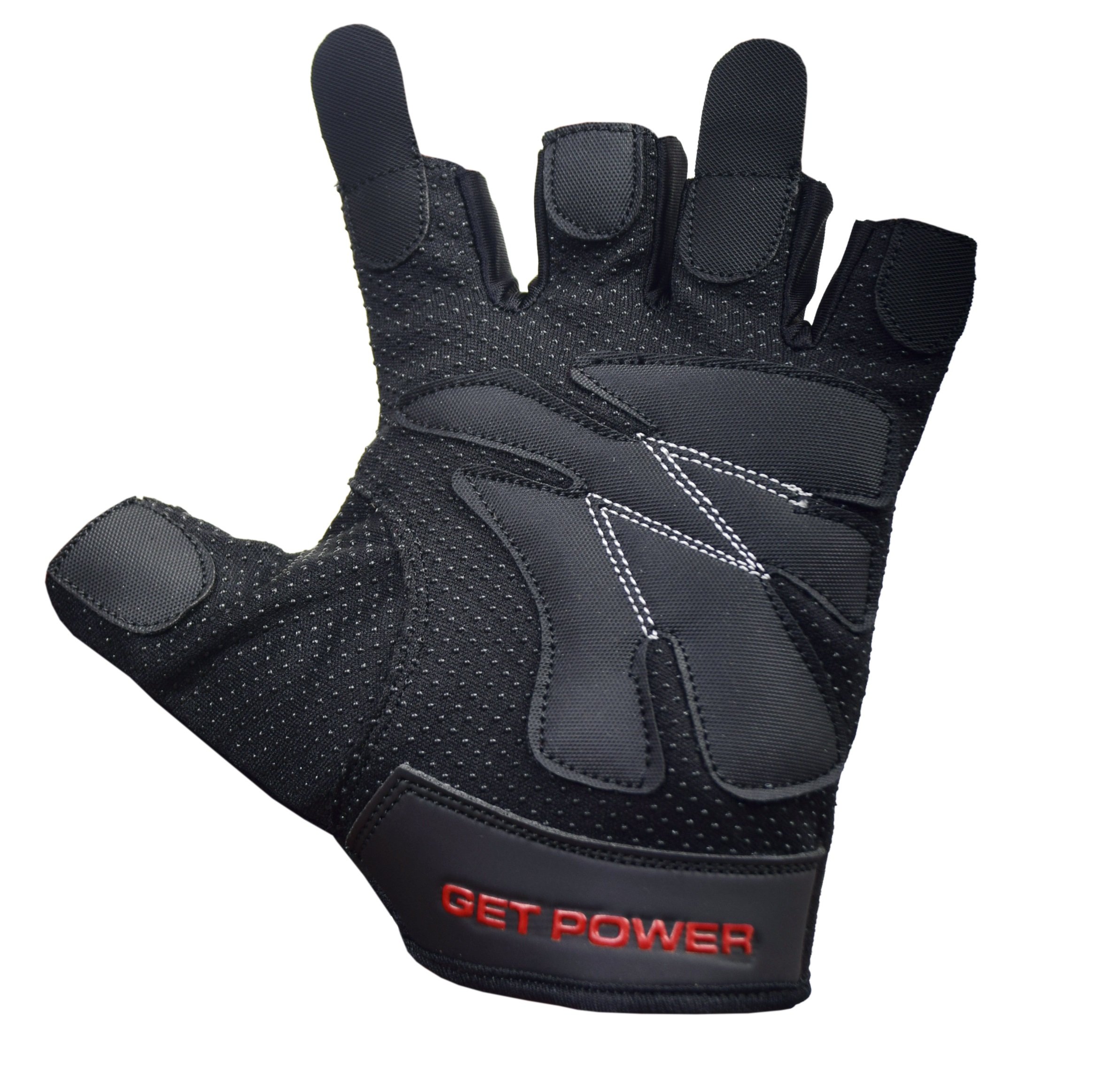 Norman Gel Weight Lifting Body Building Gloves Gym Strap Training Flex Leather (L)