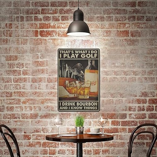 Miniatura 6 de GOPUTRYEN Cartel retro con texto en inglés That's What I Do I Play Golf I Drink Bourbon, póster retro de bourbon y golf, para el hogar, bar, cocina,