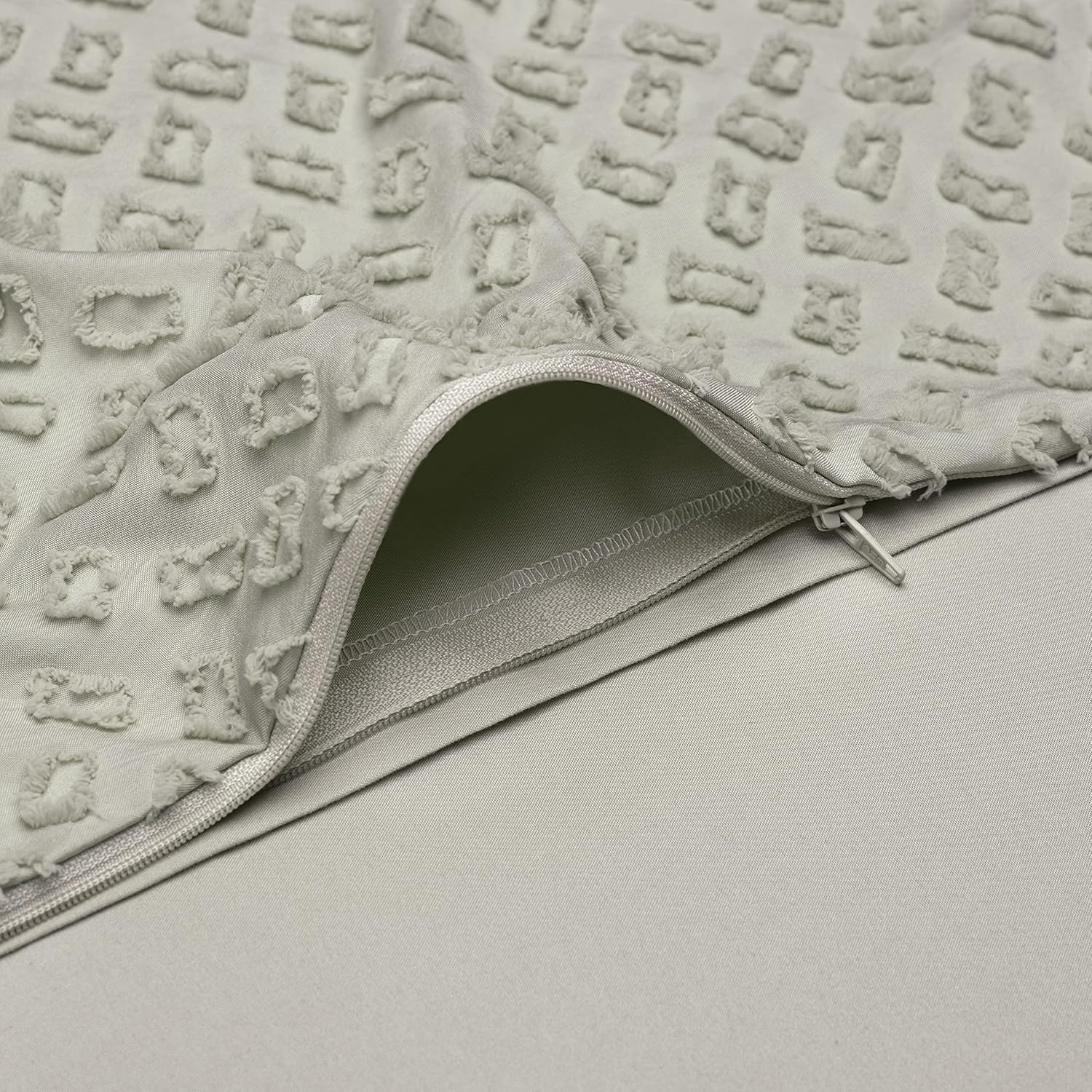 Chanasya Premium Clipped Duvet Set - Tufted Boho Double Brushed Chic Soft Textured Clipped Solid Microfiber Duvet Set - 1 Duvet Cover & Pillow Sham - 2-Piece Set - Sage, Twin Size