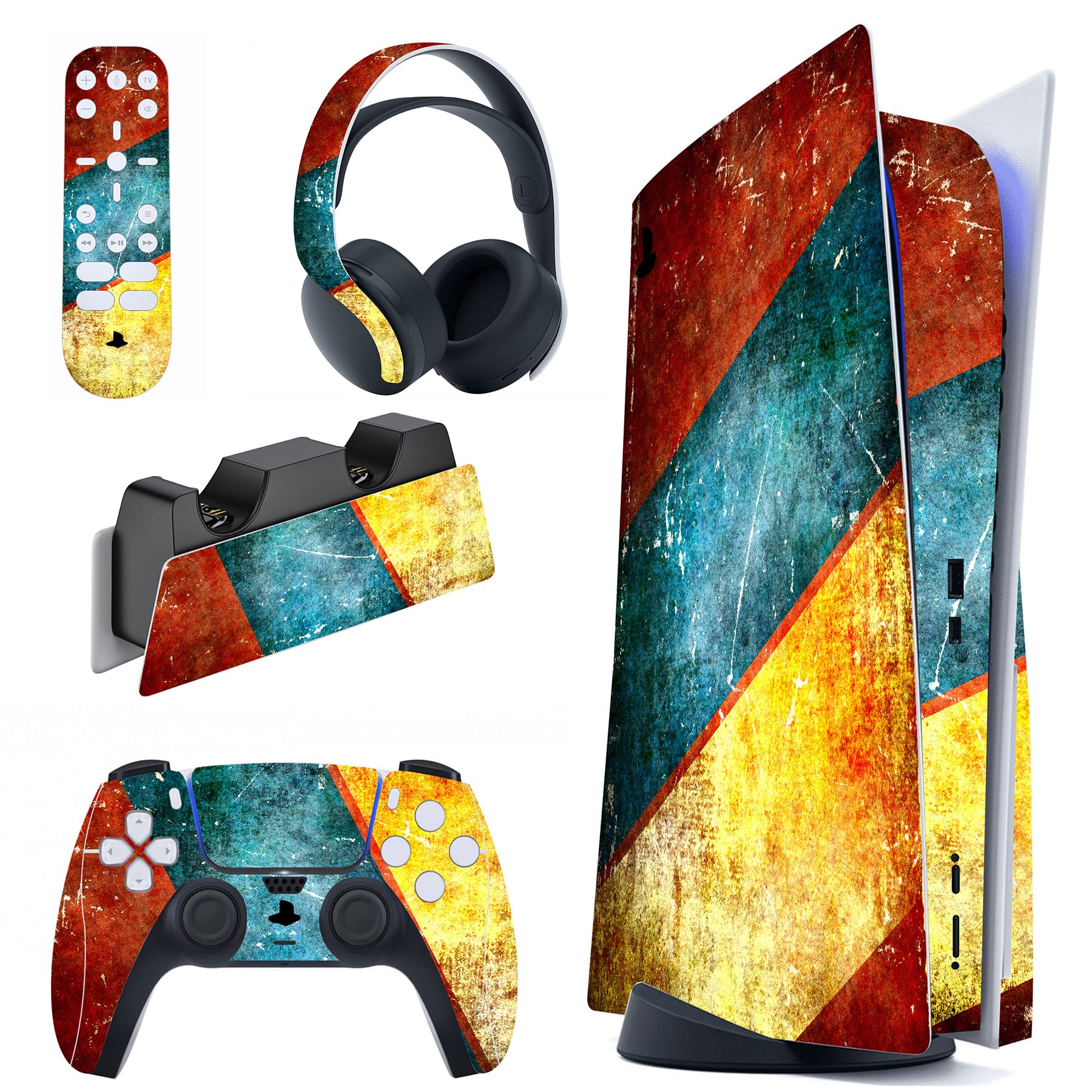 PlayVital Calcomanía Vinilo para ps5 Edición Disc - Pegatina Completa para Consola, Control, Estación de Recarga, Control Remoto y Audífonos, Skins Cubierta Protectora Adhesiva(Grano de Madera) — view 18