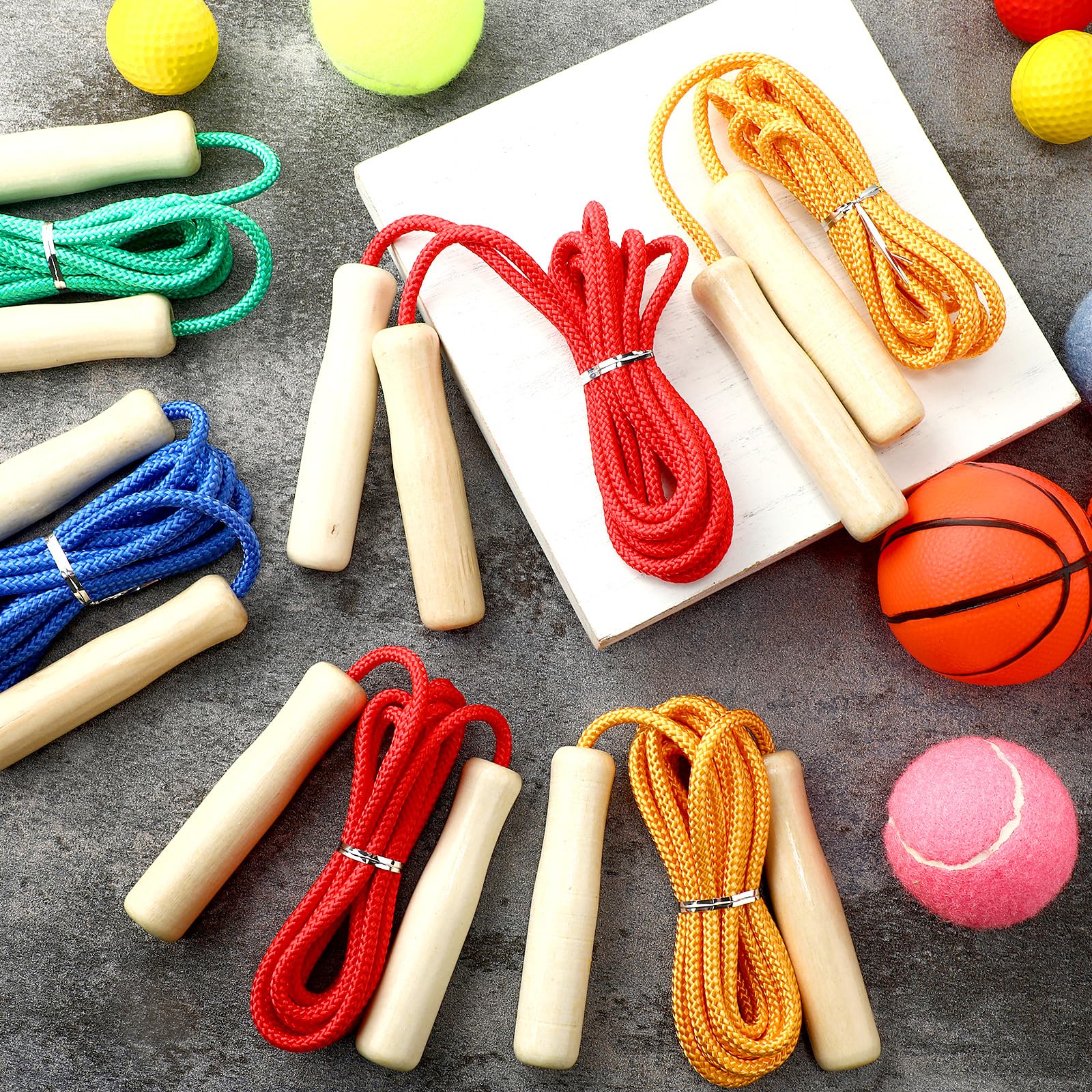 Springseile für Kinder und Erwachsene, verstellbar, Baumwolle, mit Holzgriff für Multiplayer, doppeltes niederländisches Springseil, Training, Outdoor, Spaß, Schule, Sport, Geschenk, 2,5 m
