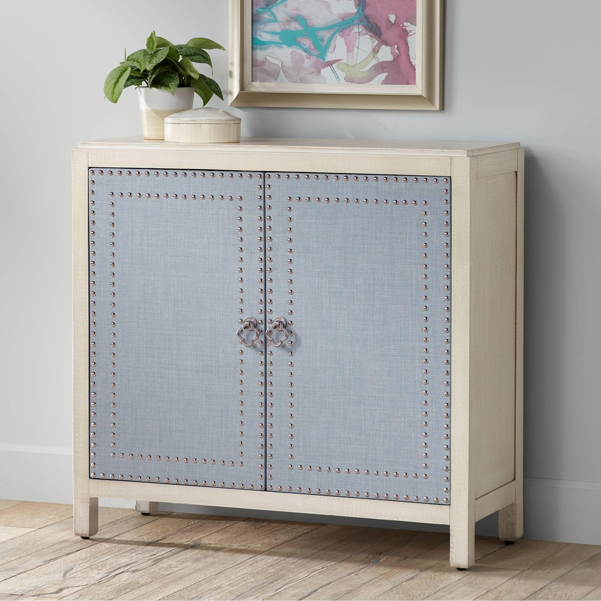 Stein World Robin Blue and Painted Ivory 2-Door Cabinet