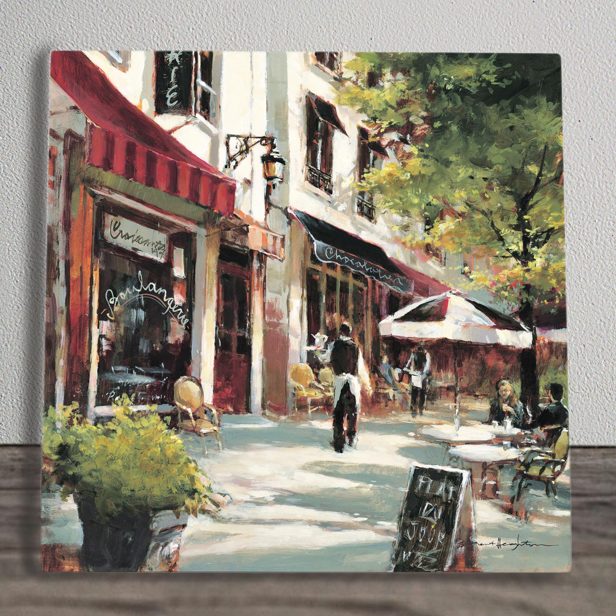 Global Designs Boulevard Cafe Ceramic Tile Picture Plaque Sign Wall Art By Brent Heighton Paris Scene 20x20cm