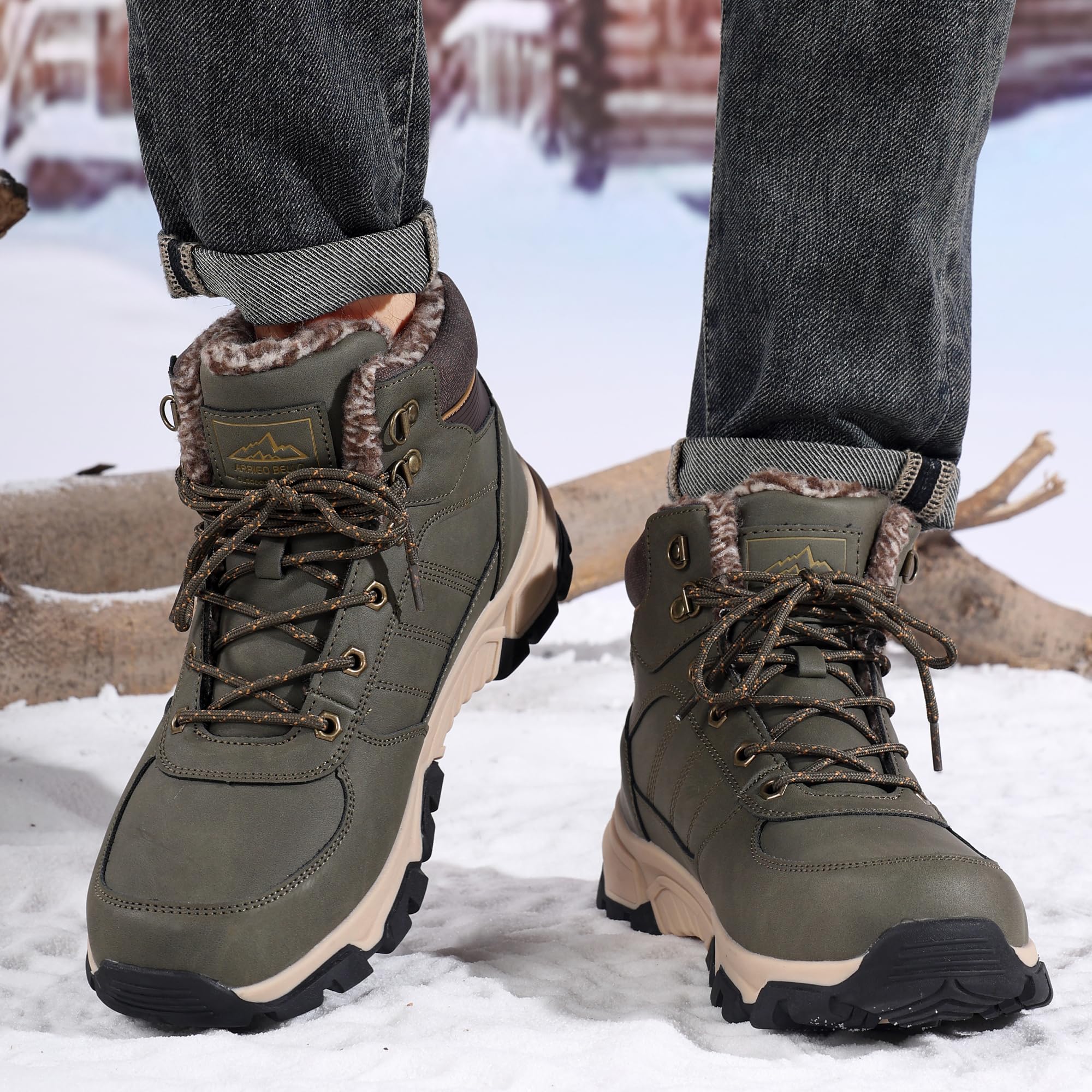 ARRIGO BELLO Botas Hombre Invierno Botines Nieve Antideslizante Piel Cálida Trekking Montaña Outdoor Zapatos Talla 41-46