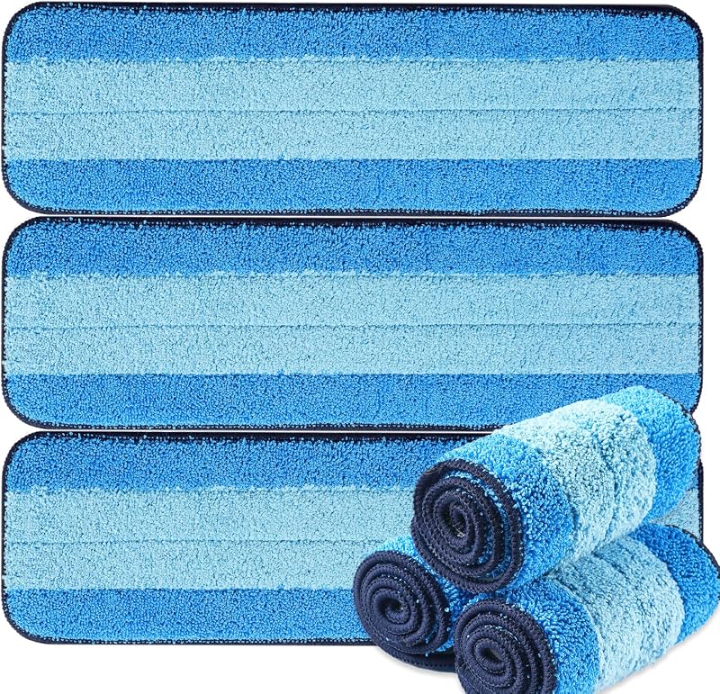 MR. SCRUB 6 Pack Microfiber Cleaning Pads for Bona Mop, Safe for Hardwood and Hard-Surface Floors, Reusable Microfiber Mop Pads for 18 Inch Mop, No Residue, Super-Absorbent, Over 500 Machine Washes