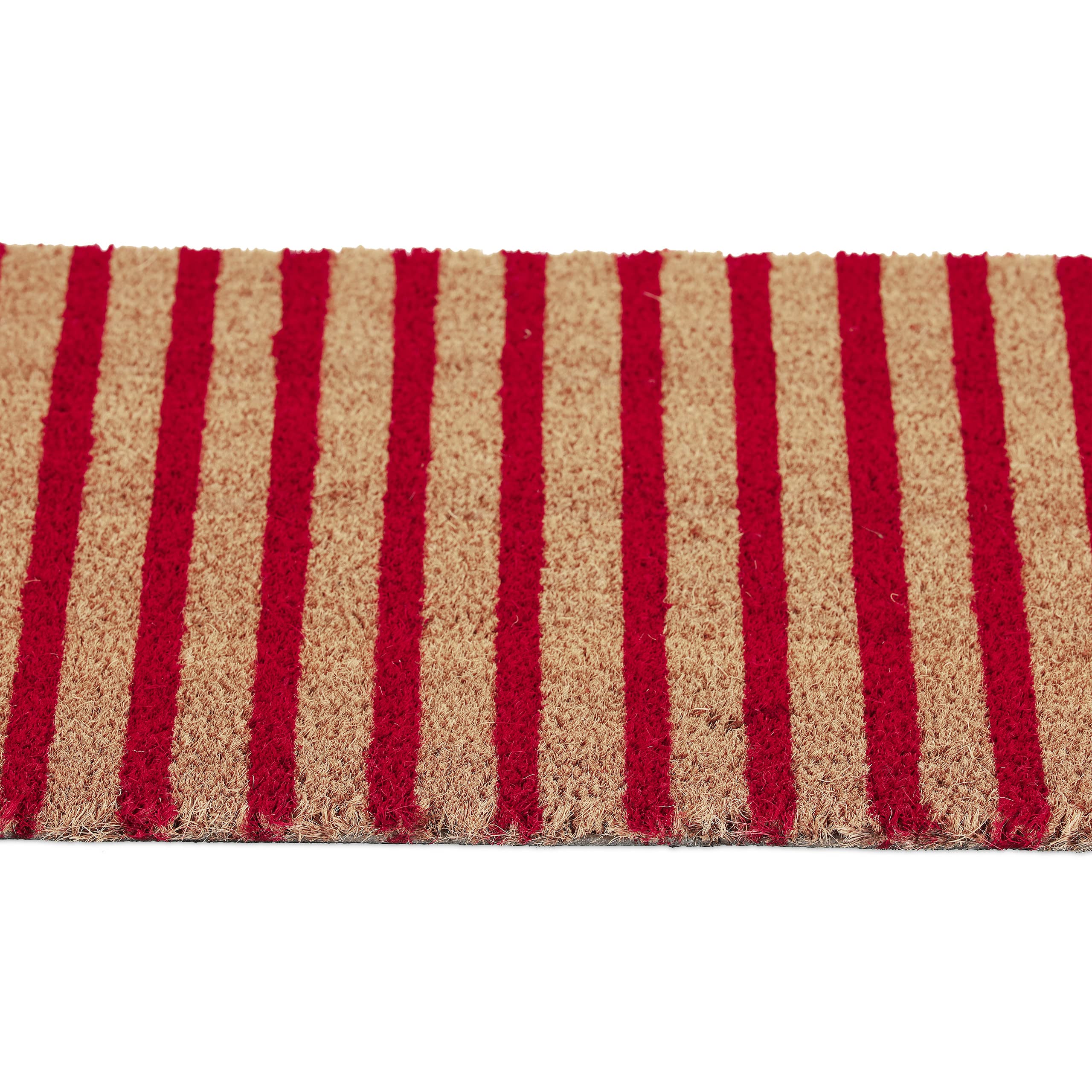 Relaxdays Paillasson, Fibres Coco, antidérapant, résistant aux intempéries, 40x60cm, intérieur & extérieur, Nature/Rouge