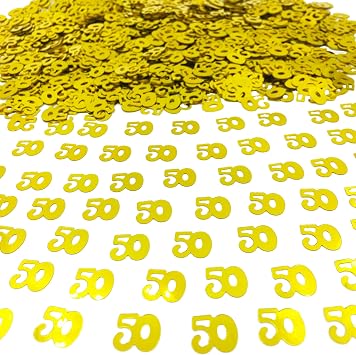 50 Confetti Birthday Anniversary Party Decoration SuppliesGold | 50th Confetti,Table Confetti,Metallic,Durable,Unique Design,Perfect Size and Quantity,1600 Pieces,DIY