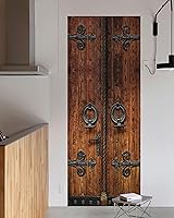 Vista 3 de FLFK Adhesivo de Pared para Puerta - Retro, Desengancha y Pega, Tamaño Combinado 32"x80", Dividido en 2 Piezas