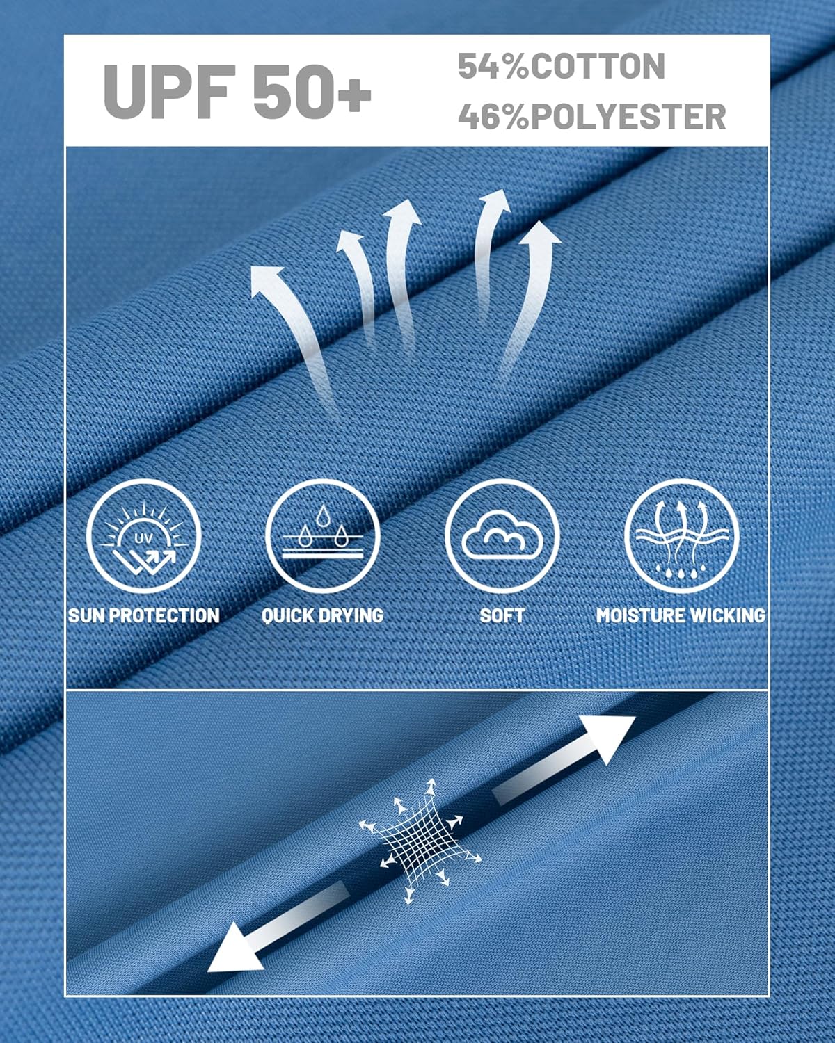 Mens Long Sleeve Polo Shirts Lightweight Quick Dry Golf Shirts Sun Protection Casual Collard Shirt Button Polo Tee - Image 4